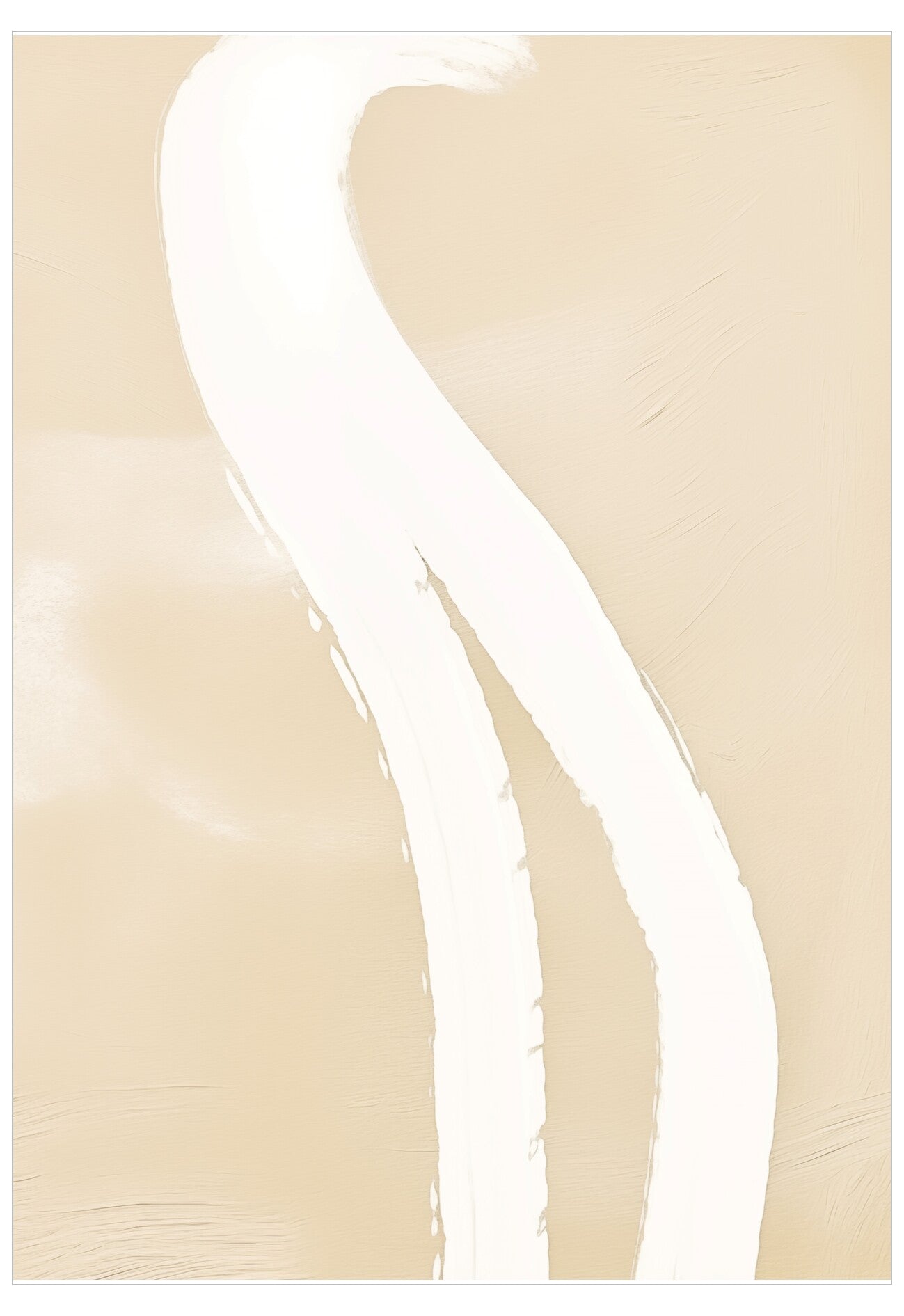 Abstract art with white curved lines on a beige background