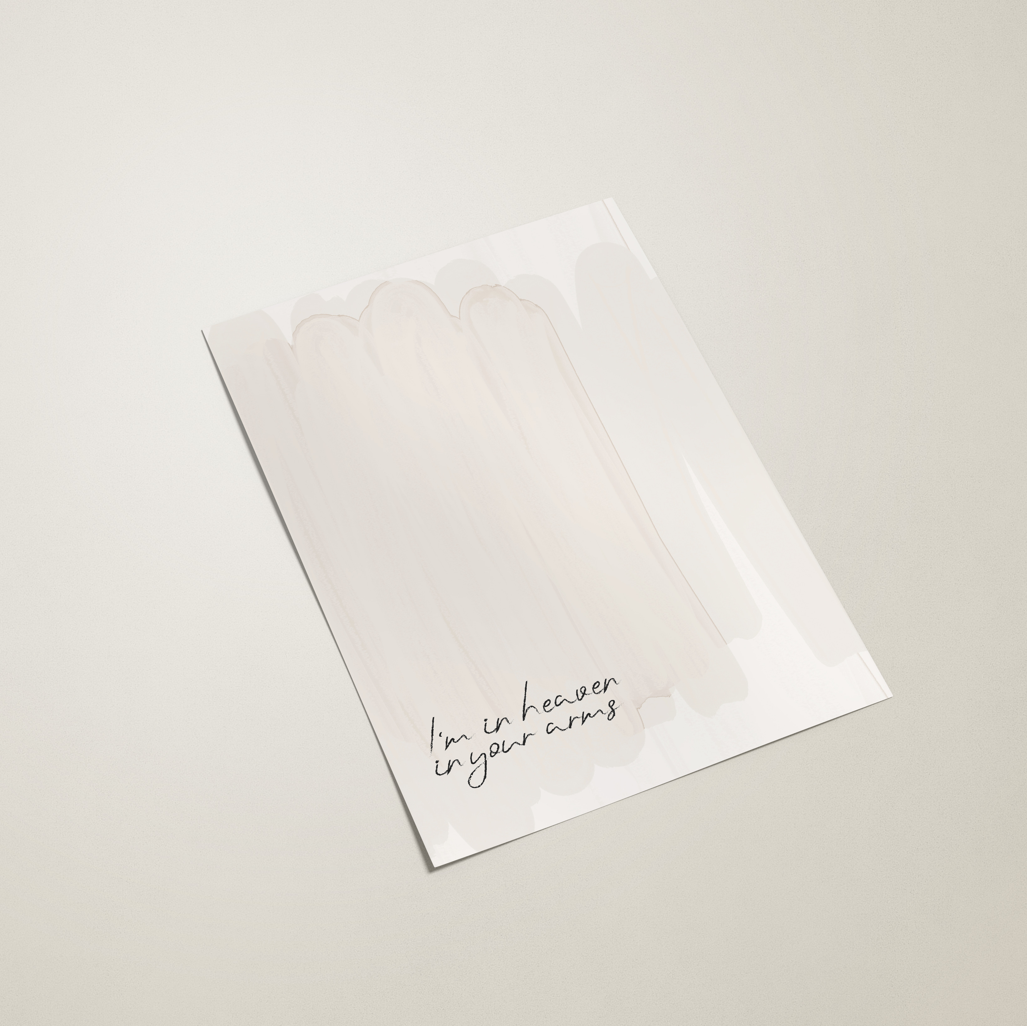 Romantic poster with text "I'm in heaven in your arms"