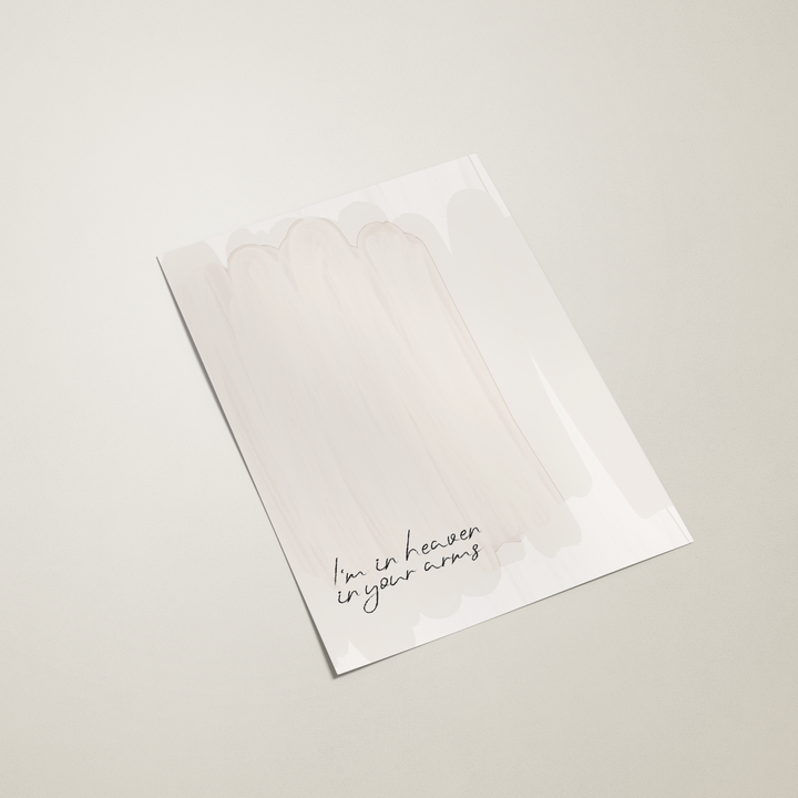 Romantic poster with text "I'm in heaven in your arms"