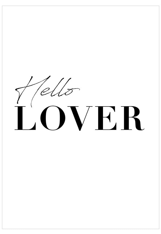 Text 'Hello LOVER' on a white background