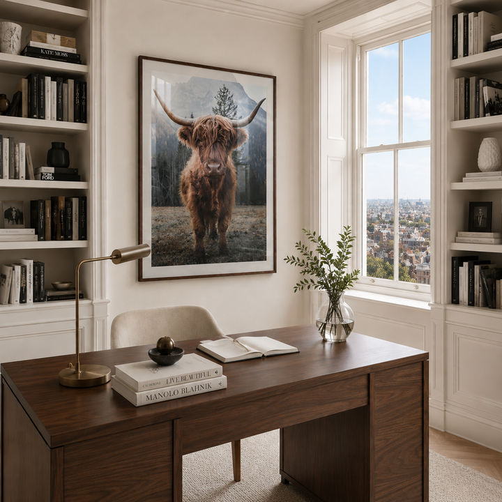 Poster of highland cattle in luxury office