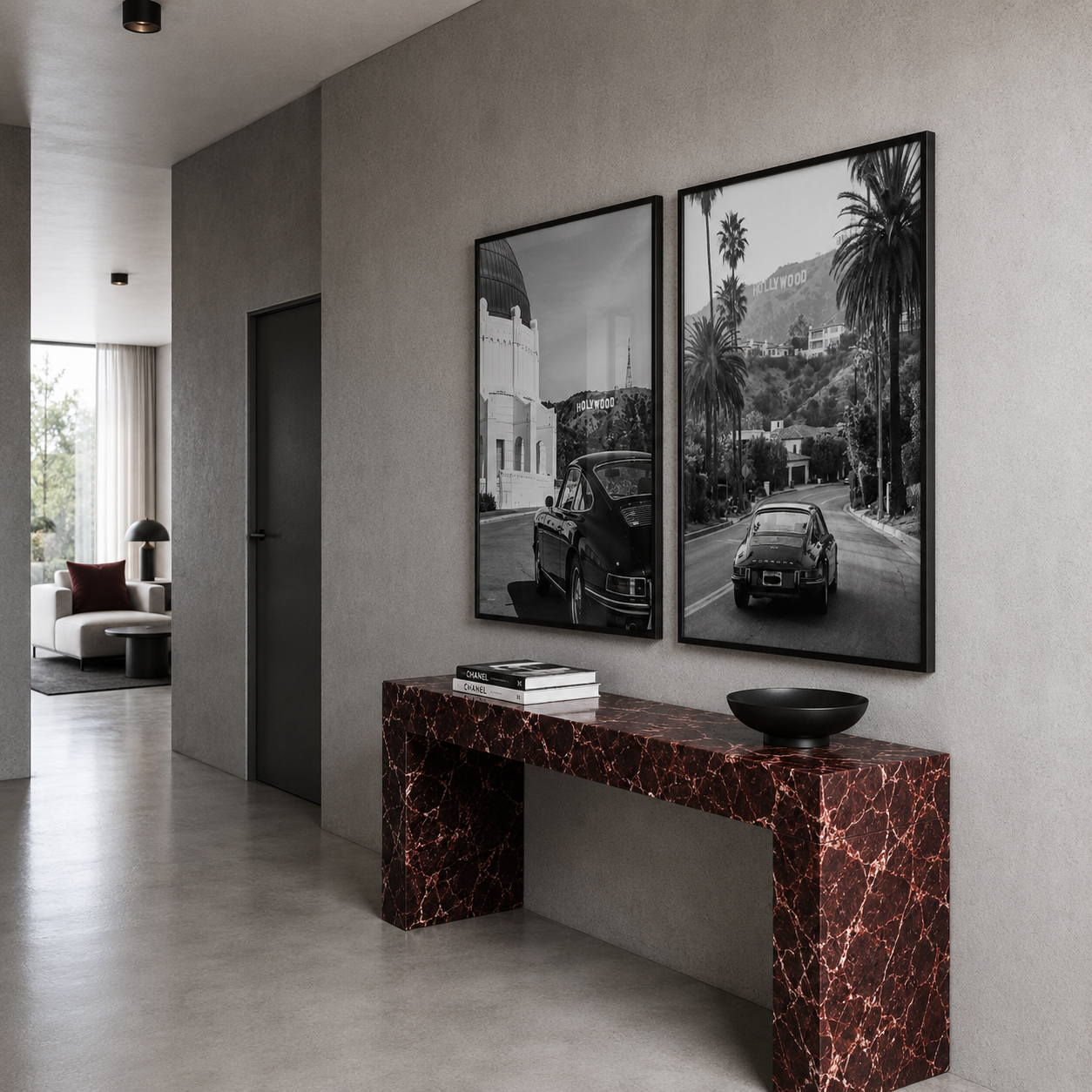 Hollywood Car classic posters in luxury modern apartment 