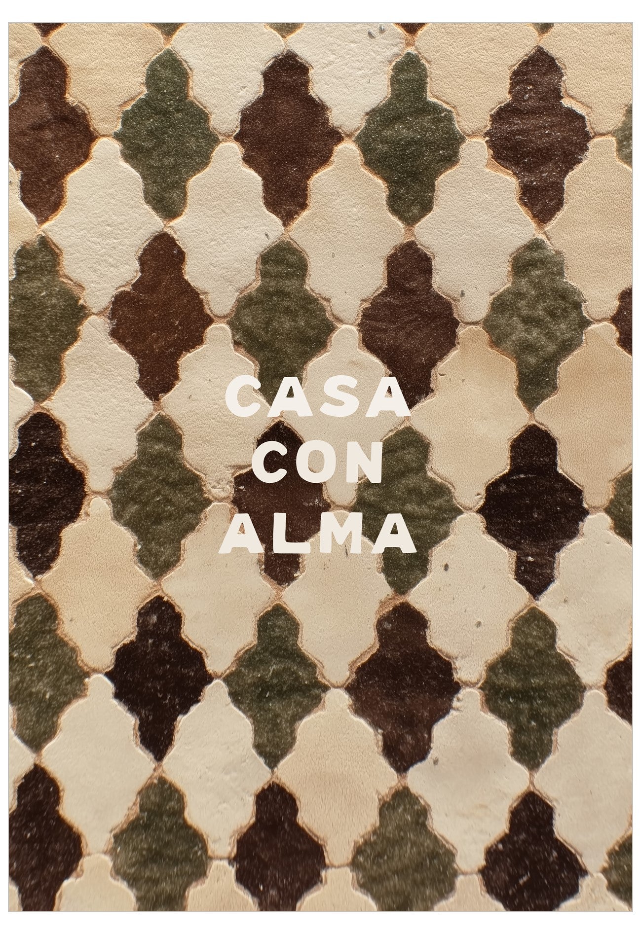 Decorative tile pattern with 'Casa con Alma' text