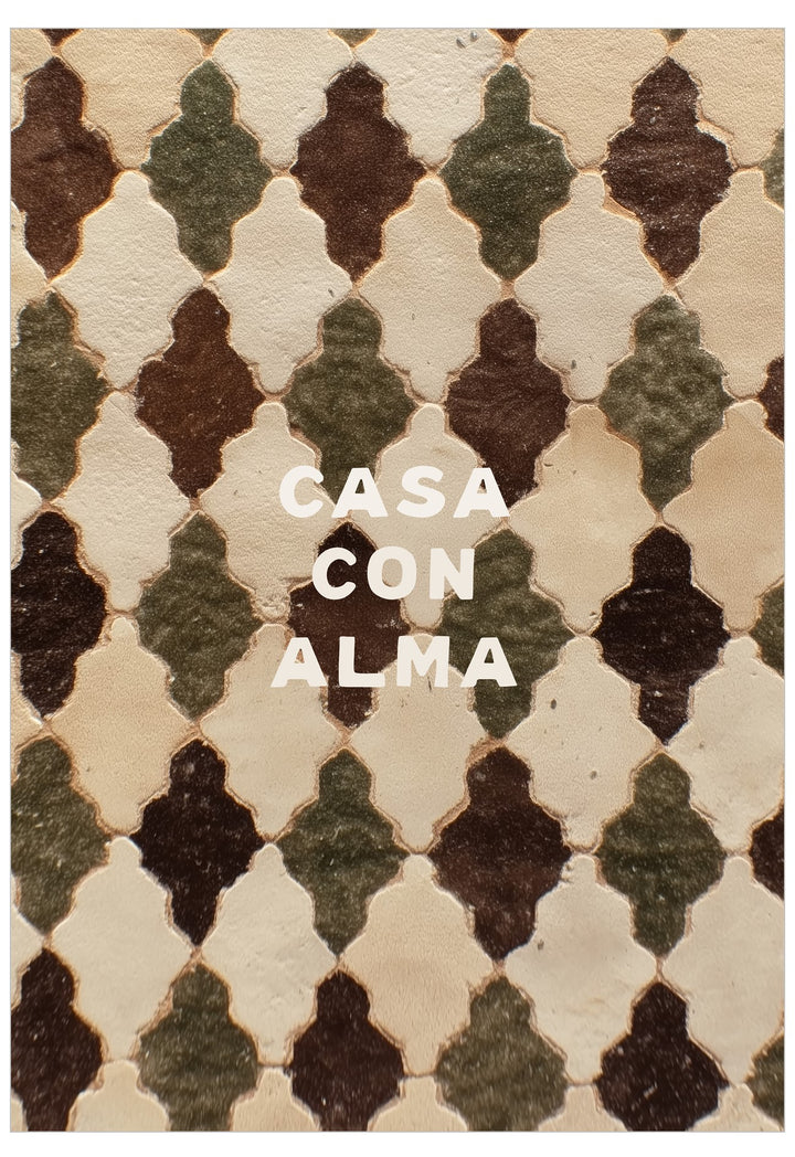 Decorative tile pattern with 'Casa con Alma' text