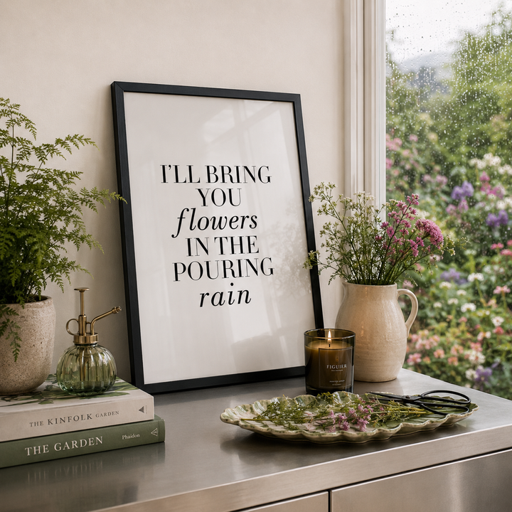 stylish typography wall art in luxury country home