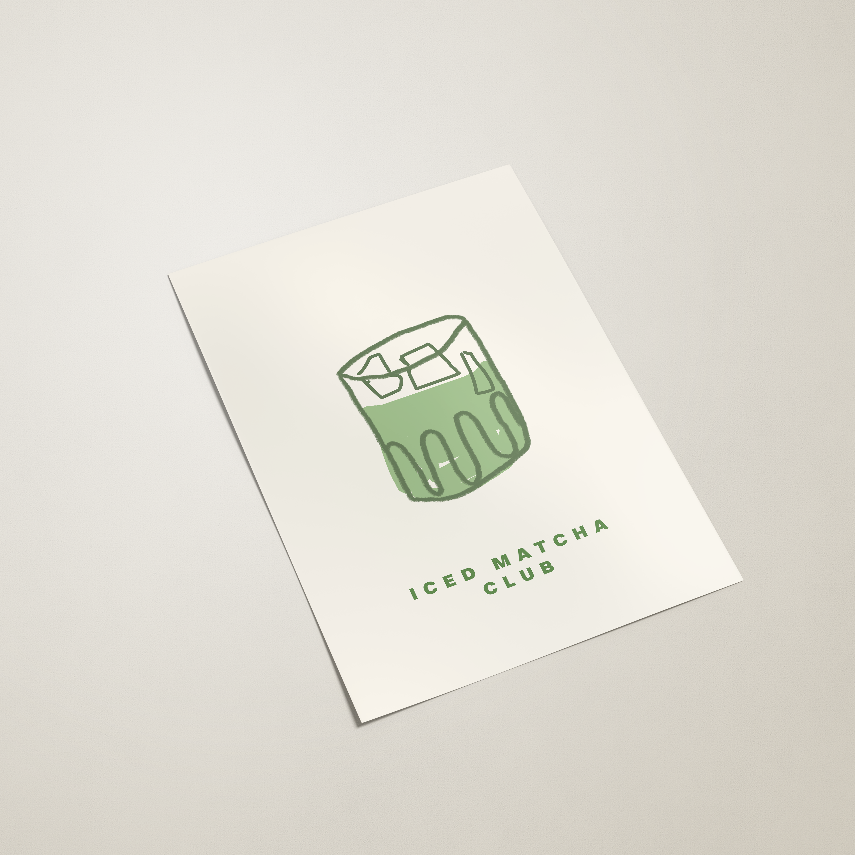 Notebook with 'Ice Matcha Club' design on a white background