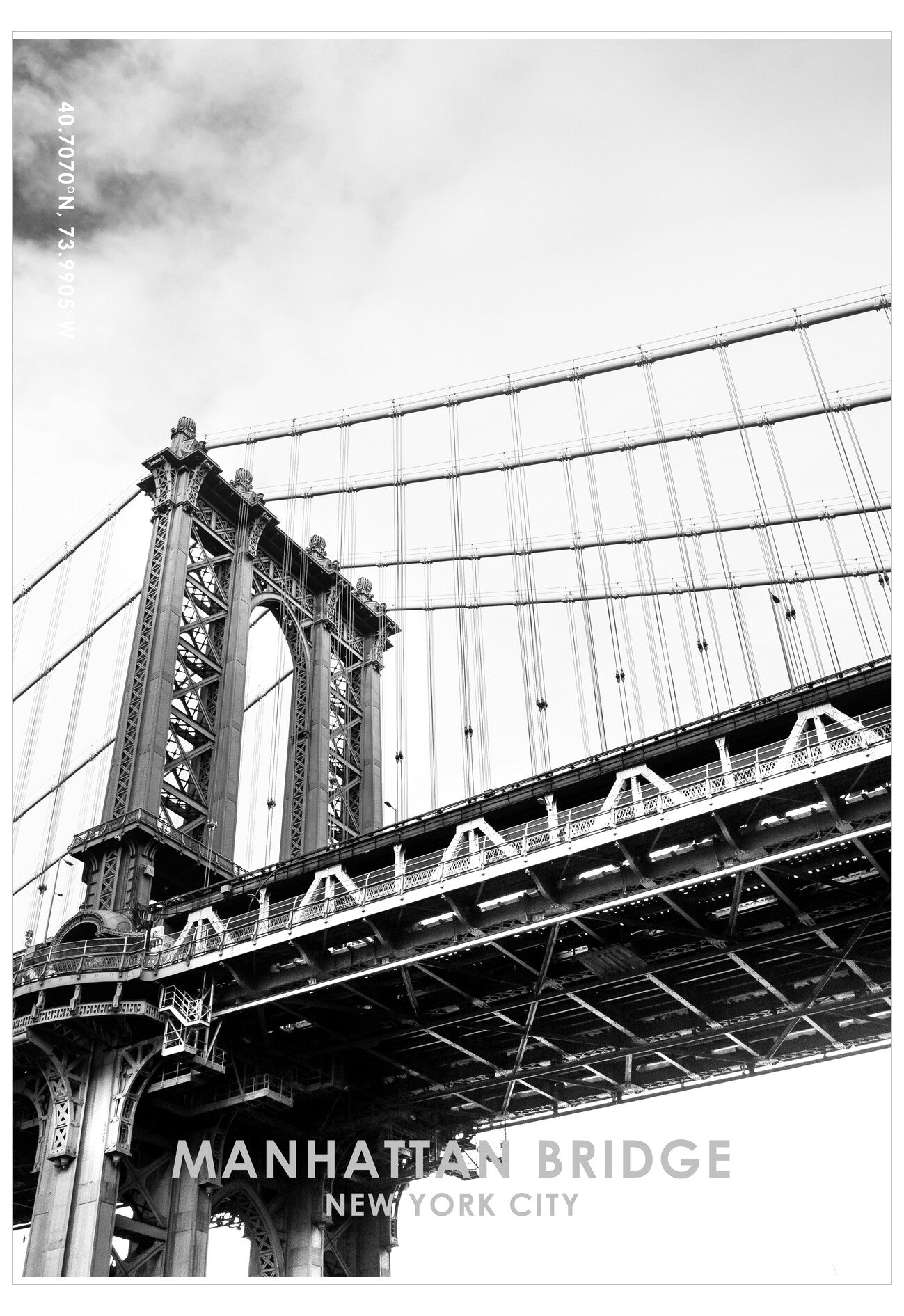 Black and white photo of the Manhattan Bridge in New York City