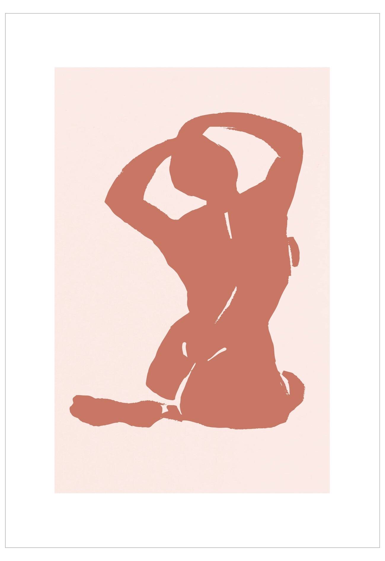 Silhouette of a person against a light pink background