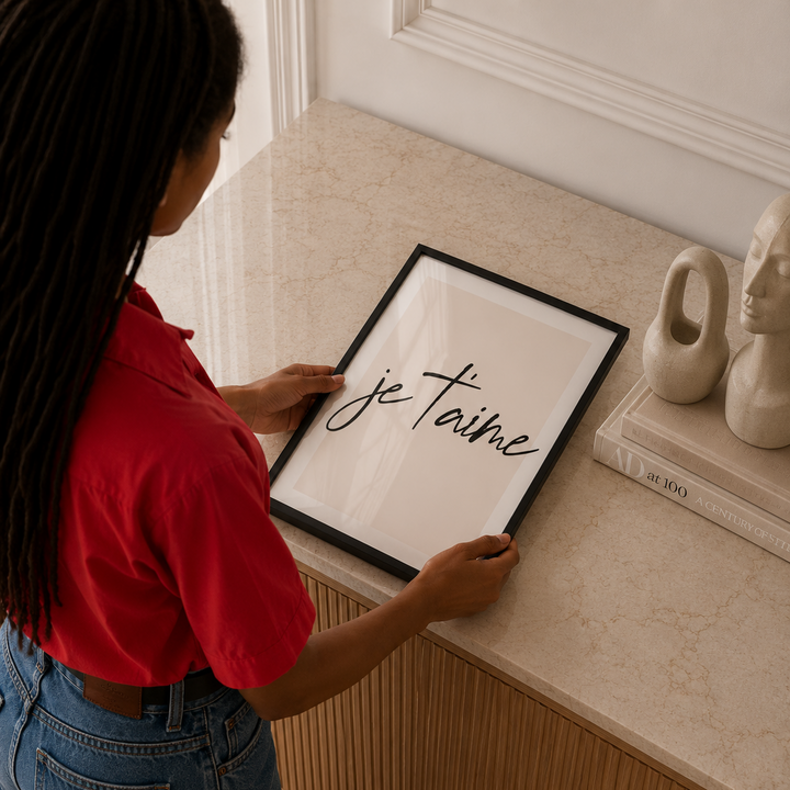 Je t'aime wall art in stylish london home