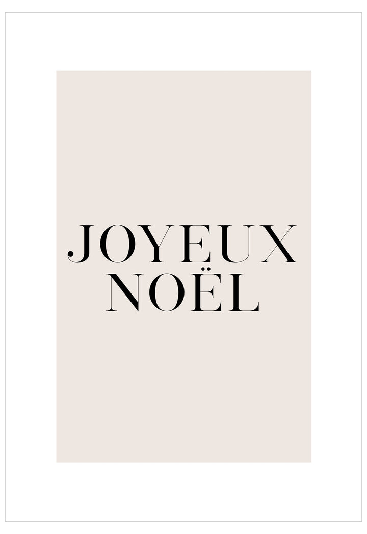 Poster with 'JOYEUX NOÓL' text on a beige background