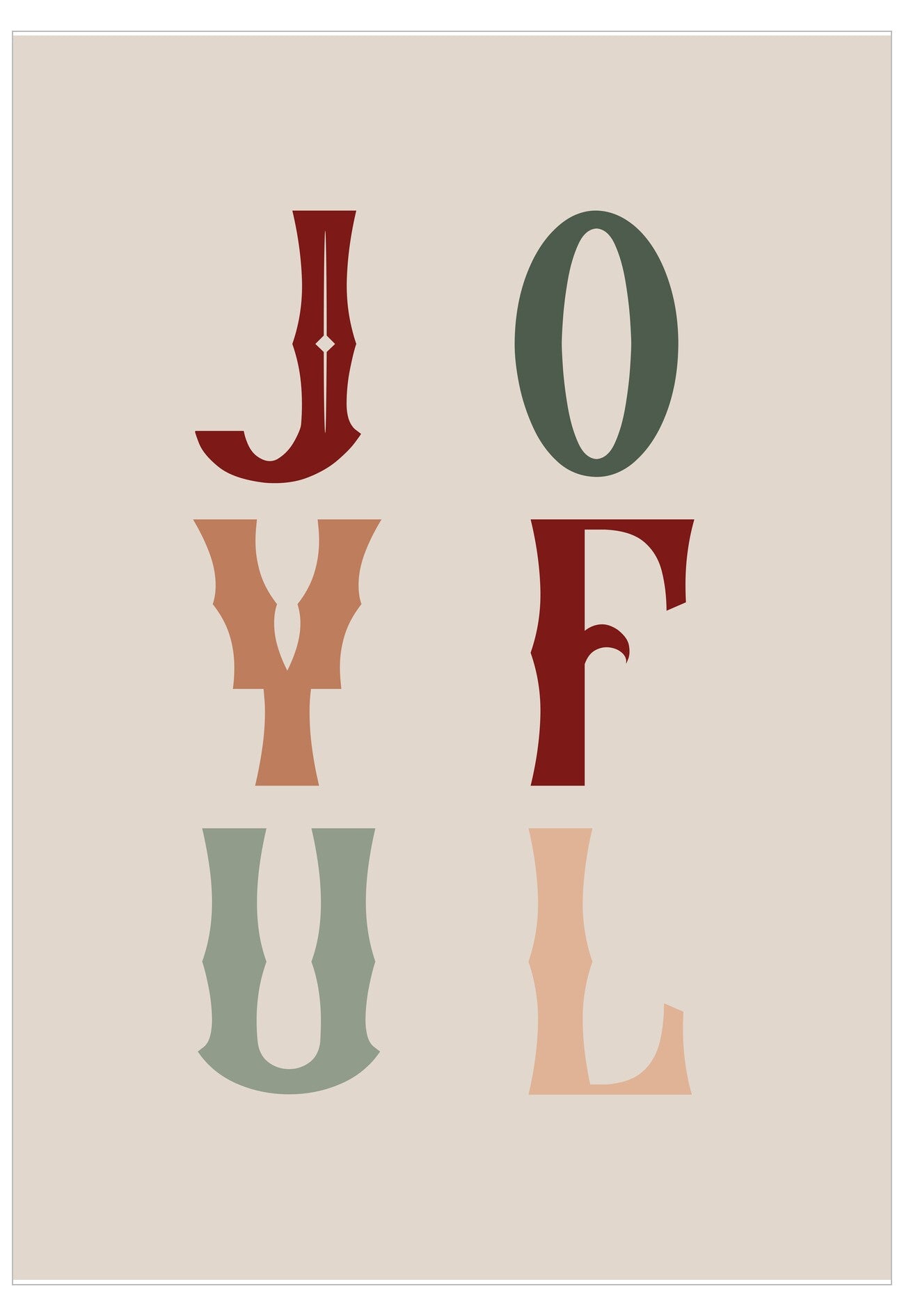 Colorful 'JOYFUL' text on a beige background