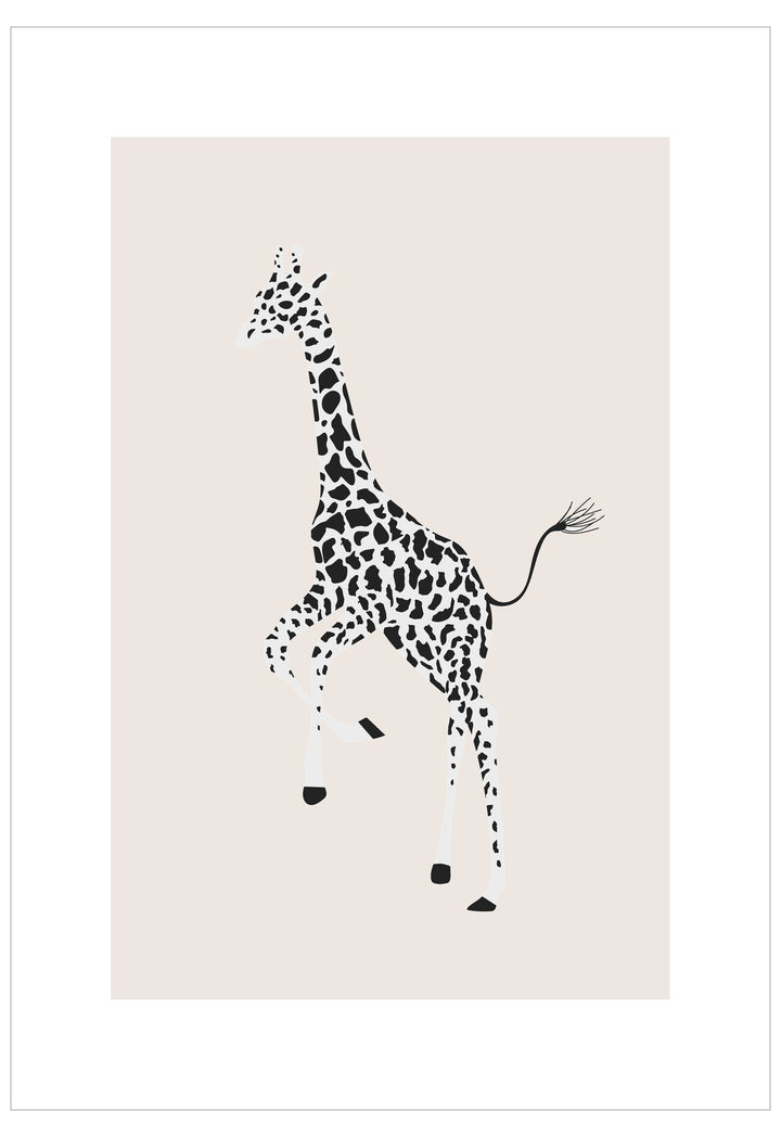 Giraffe illustration on a beige background