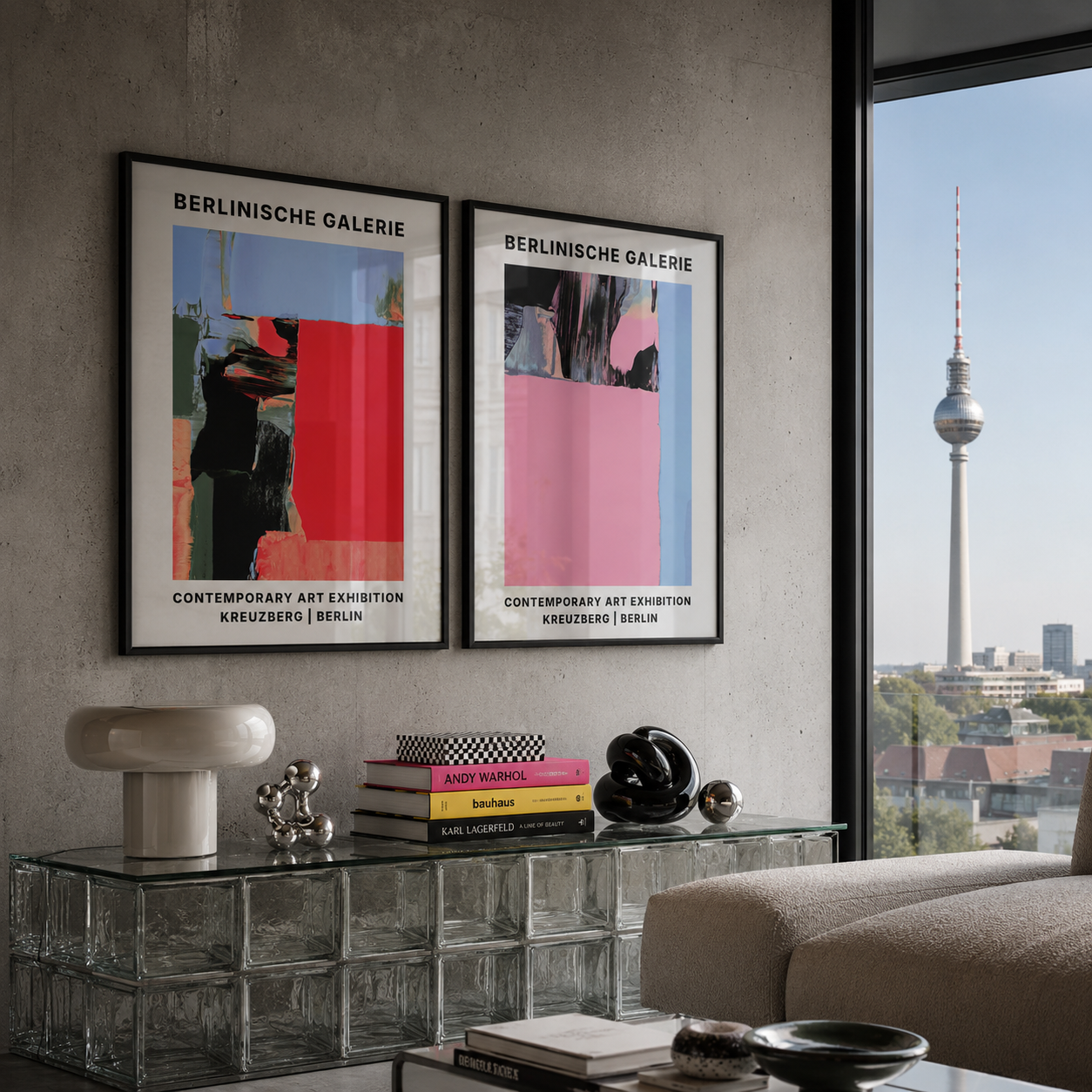 Stylish contemporary art prints in Berlin Apartmenr