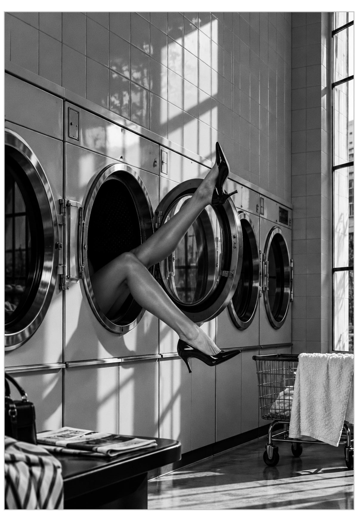 Black and white laundry wall art