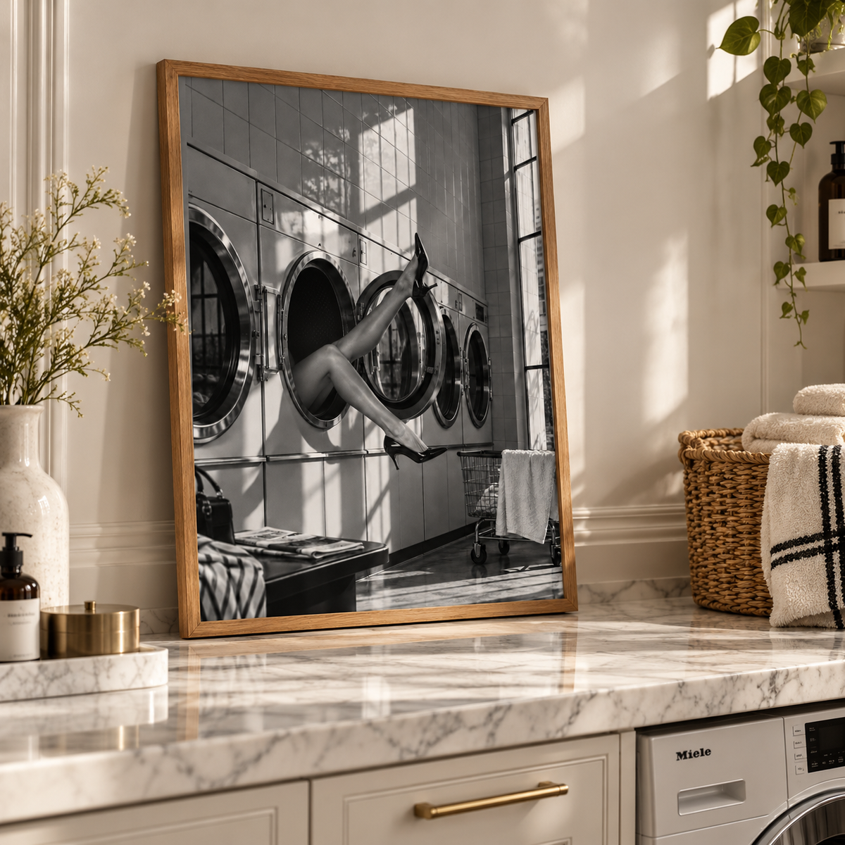 Black and white luxury laundry wall art
