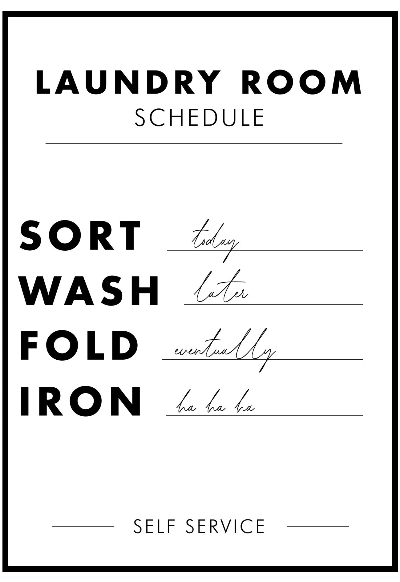 Laundry Room Schedule Poster