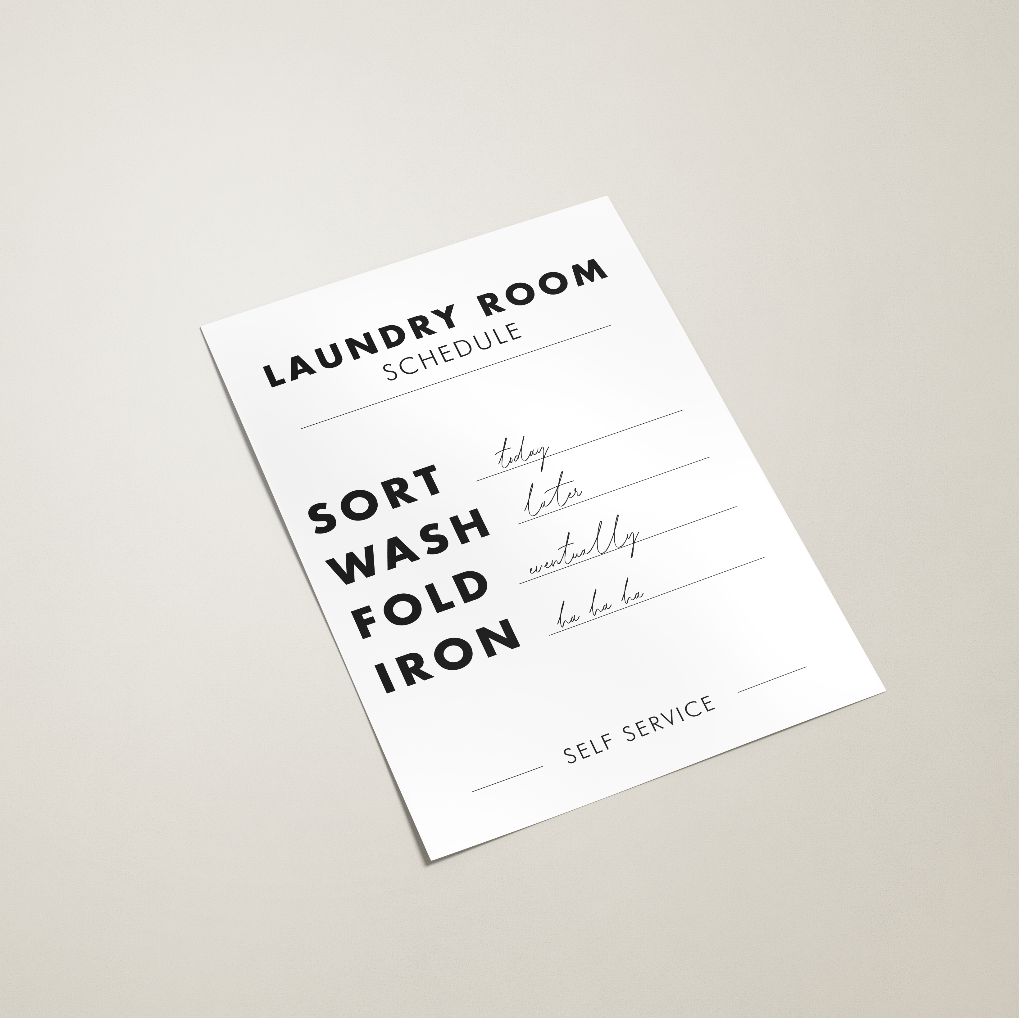 Laundry Room Schedule Poster