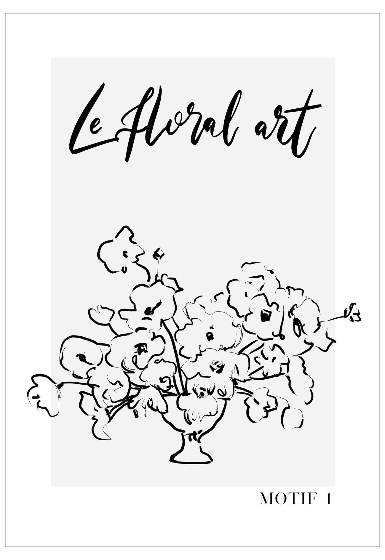 Black and white floral design with 'Le Floral Art' text on a white background