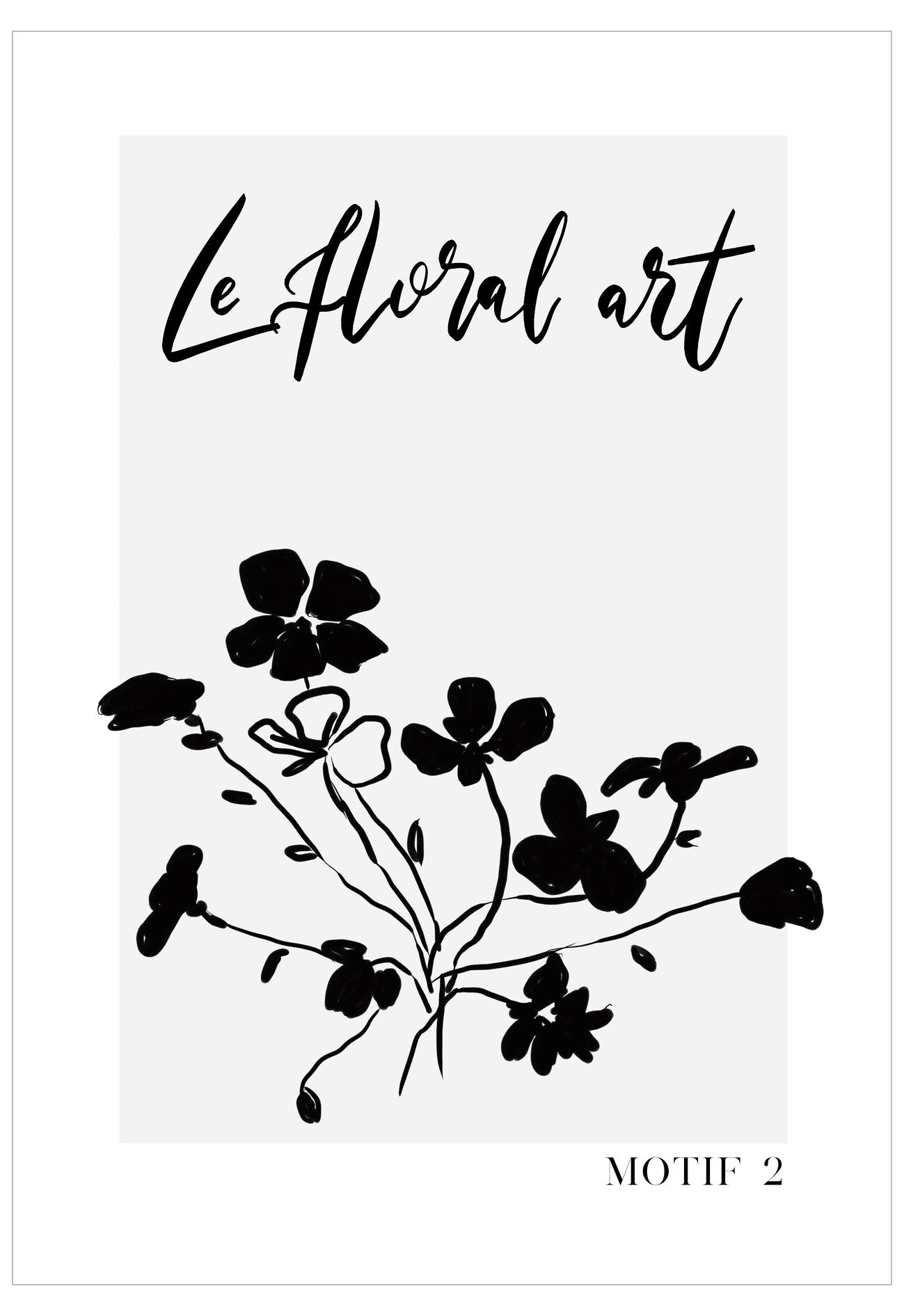 Black floral design with 'Le Floral Art' text on a white background