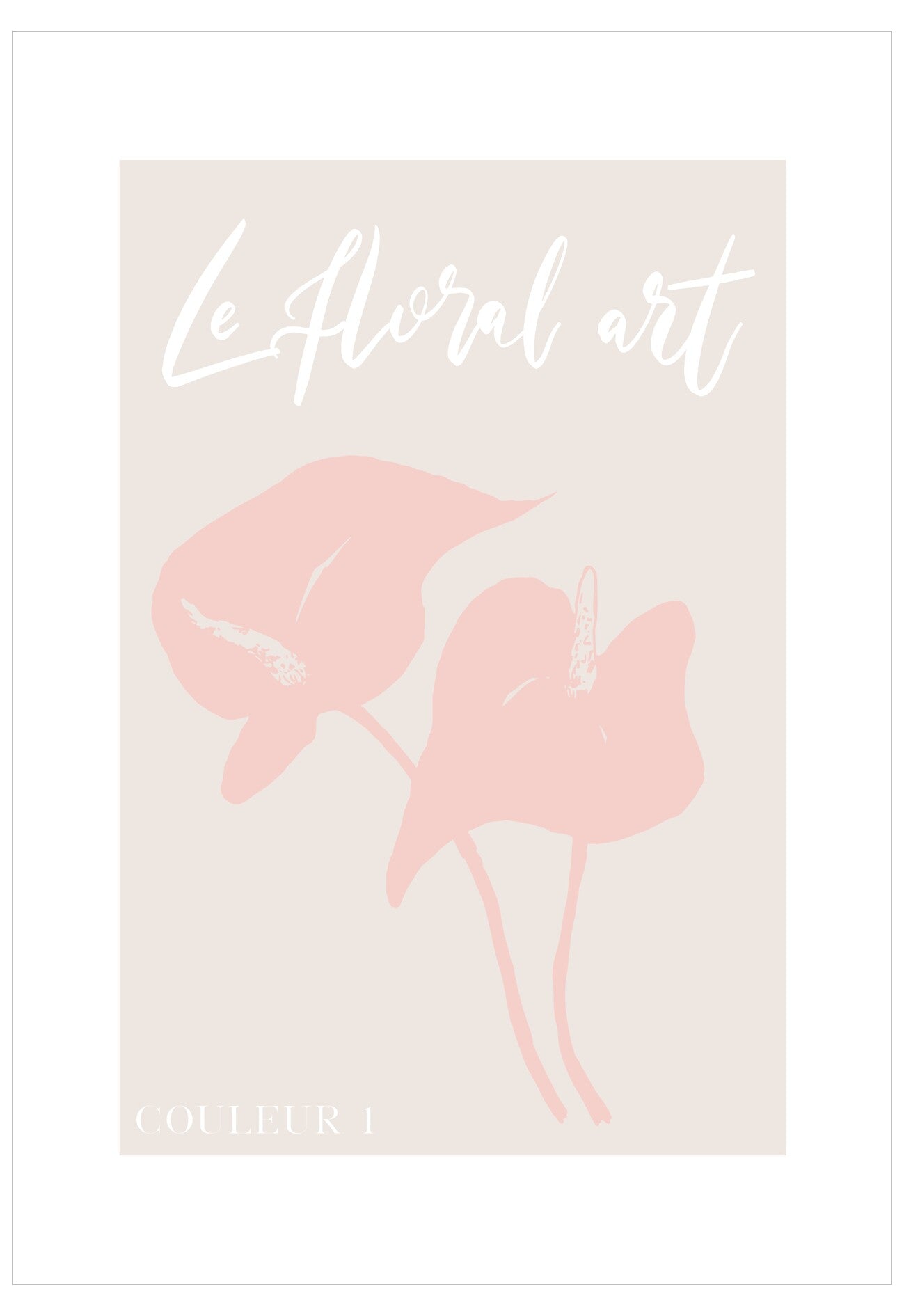 Pink floral design with 'Le Floral Art Couture' text on a beige background