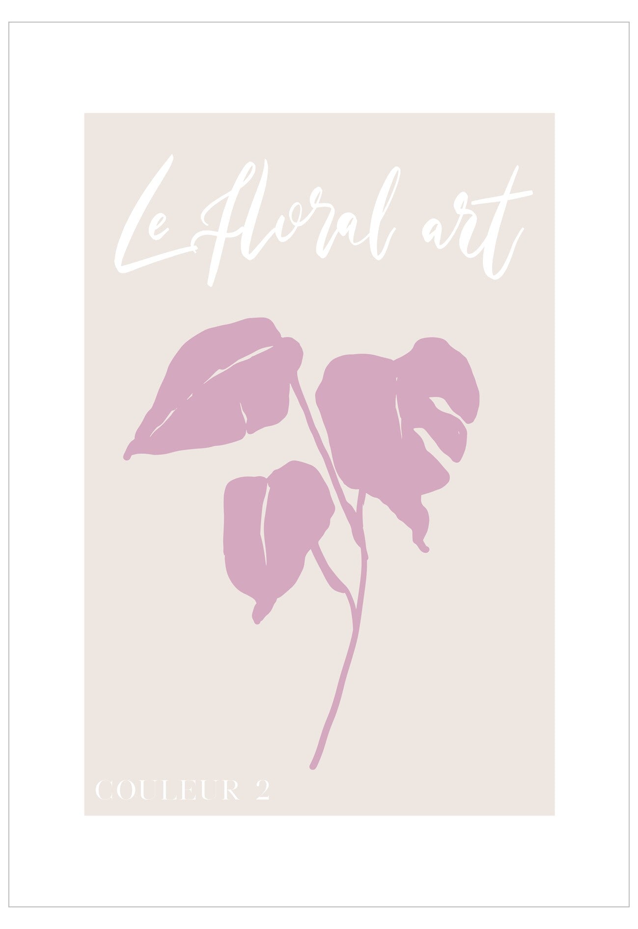 Poster with pink floral design and 'Le Floral Art' text on a beige background