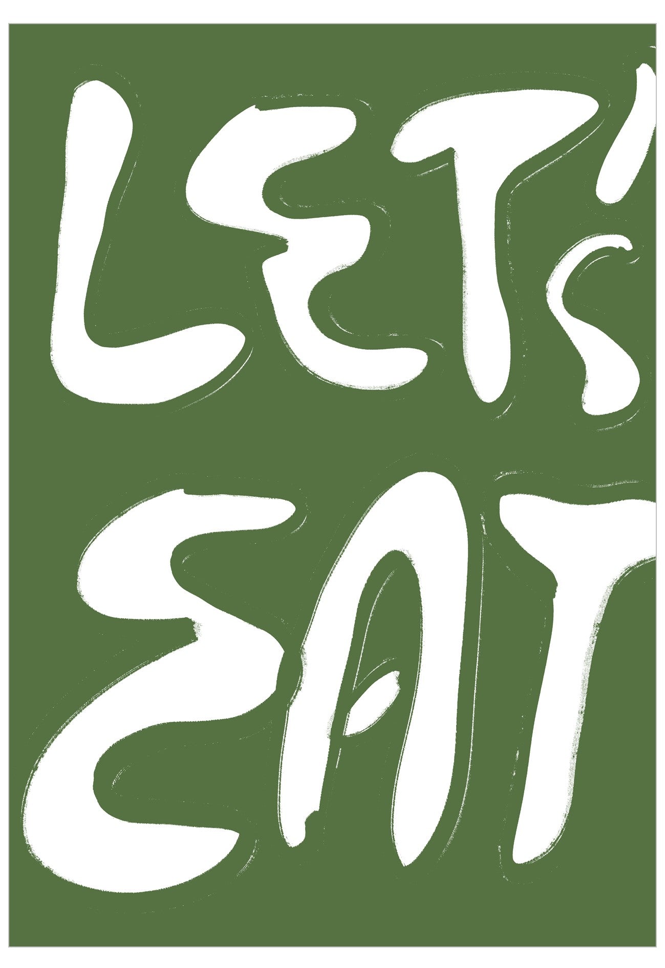 White text 'LET'S EAT' on a green background