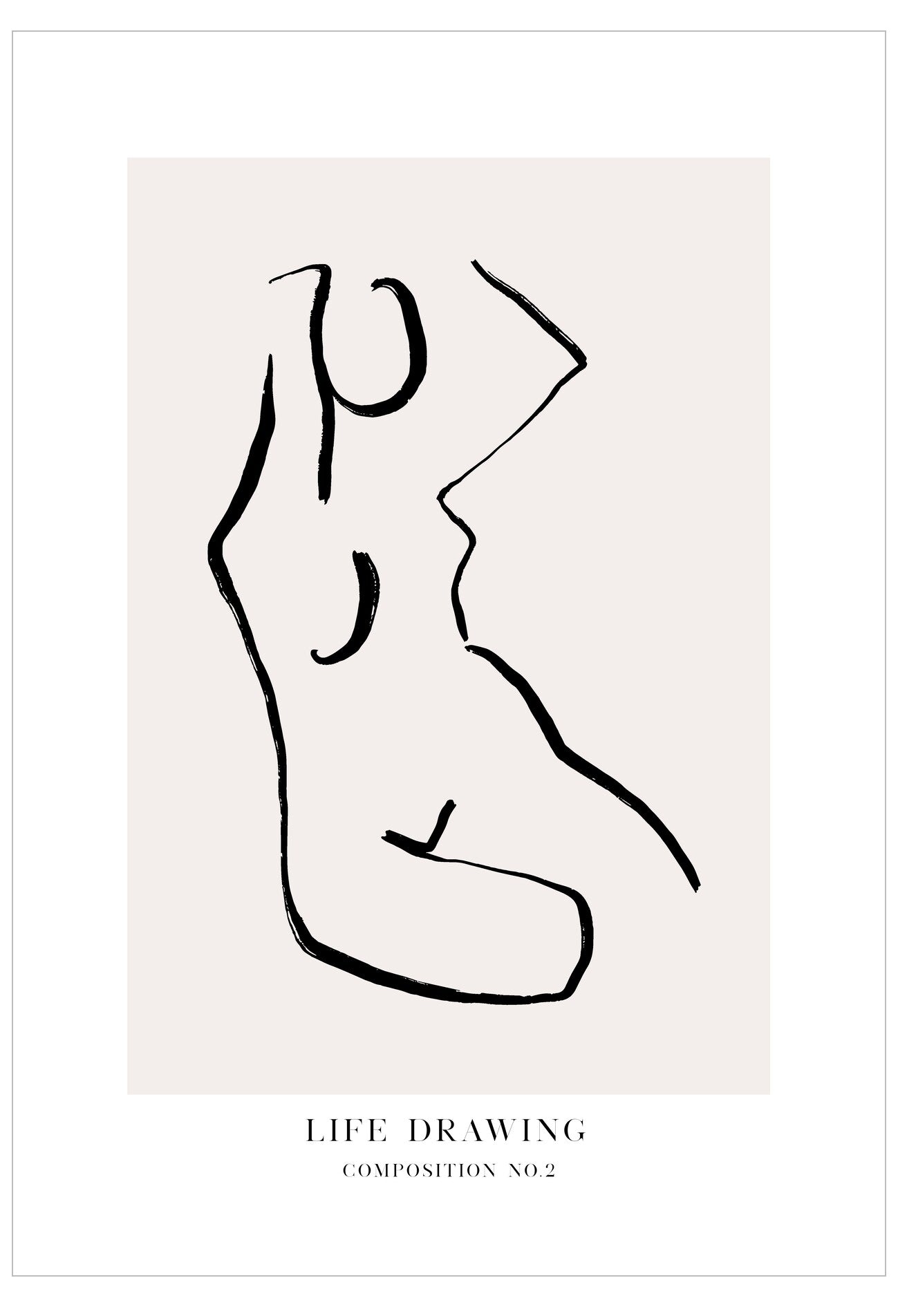 Life Drawing No.2 Poster | Beige Abstract Body Line Art