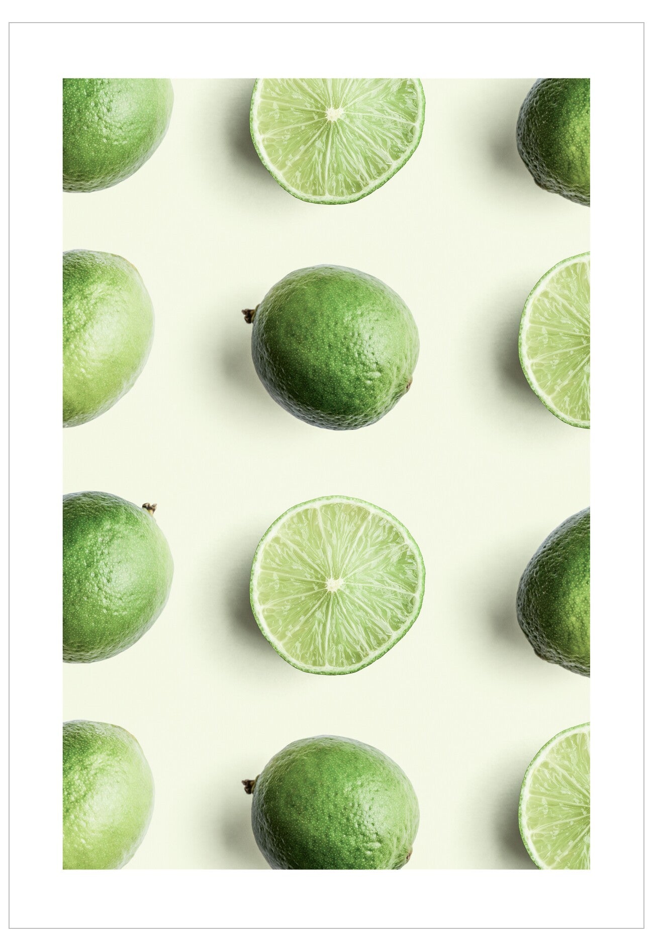 Pattern of green limes on a light background