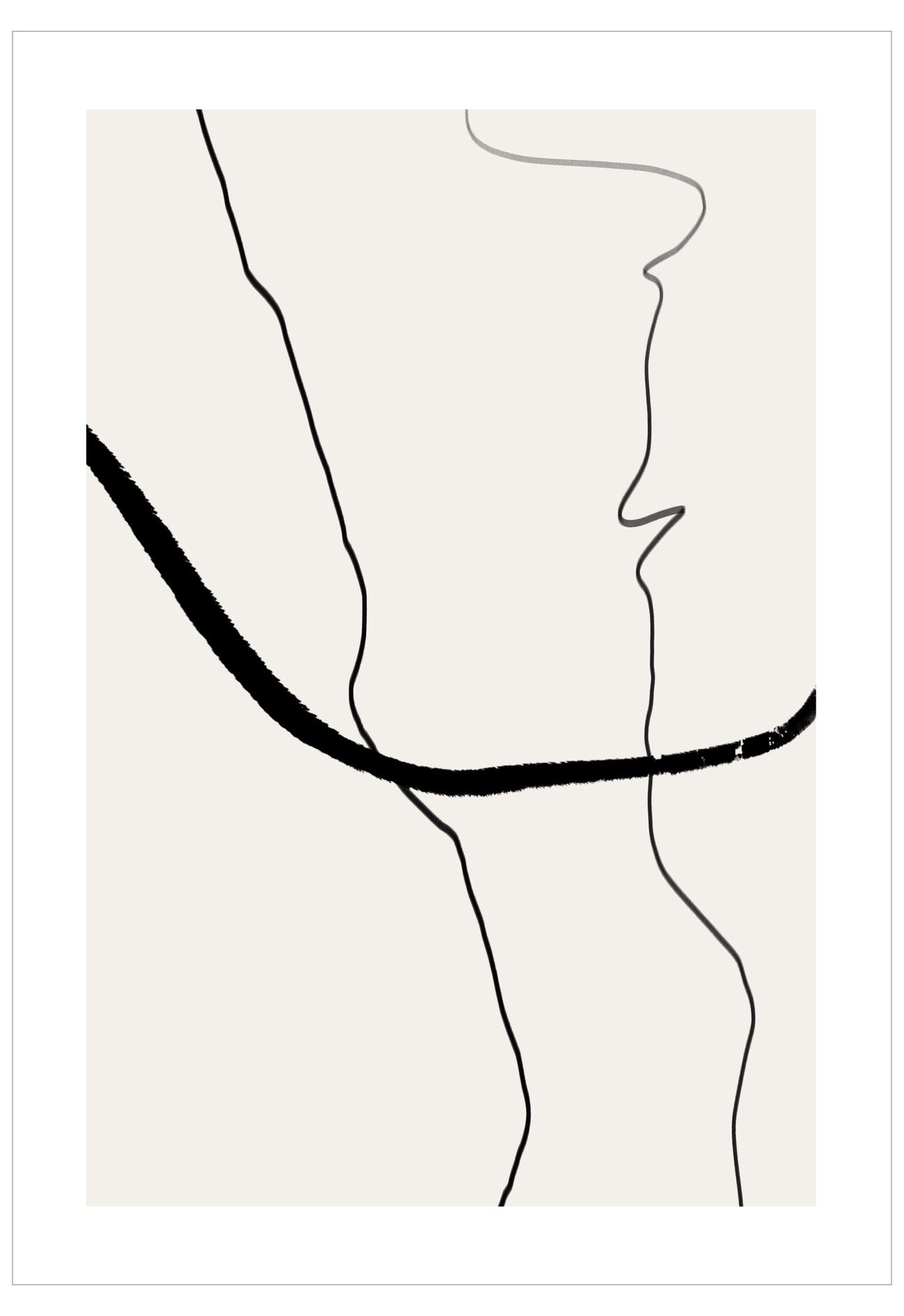 Abstract line art of a face on a white background