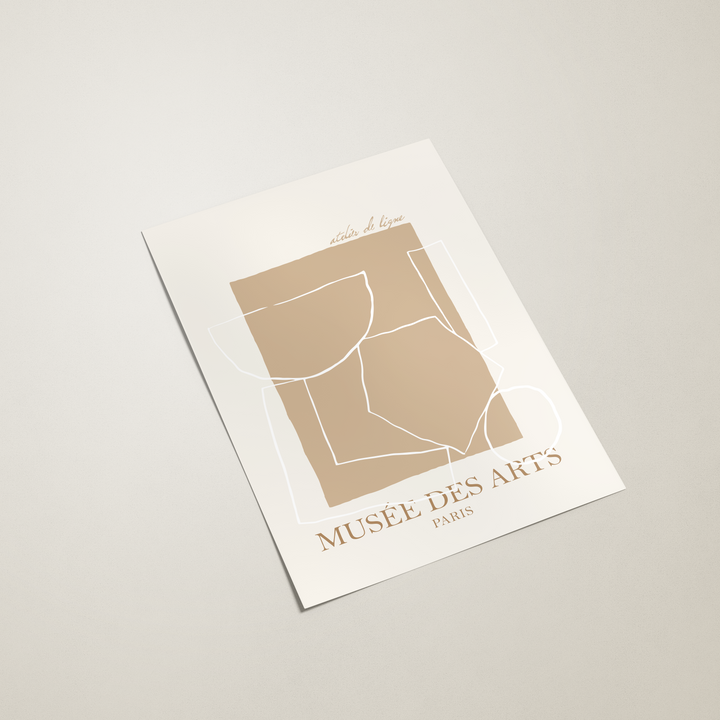 Poster of Musèe des Arts with geometric design on a light gray background