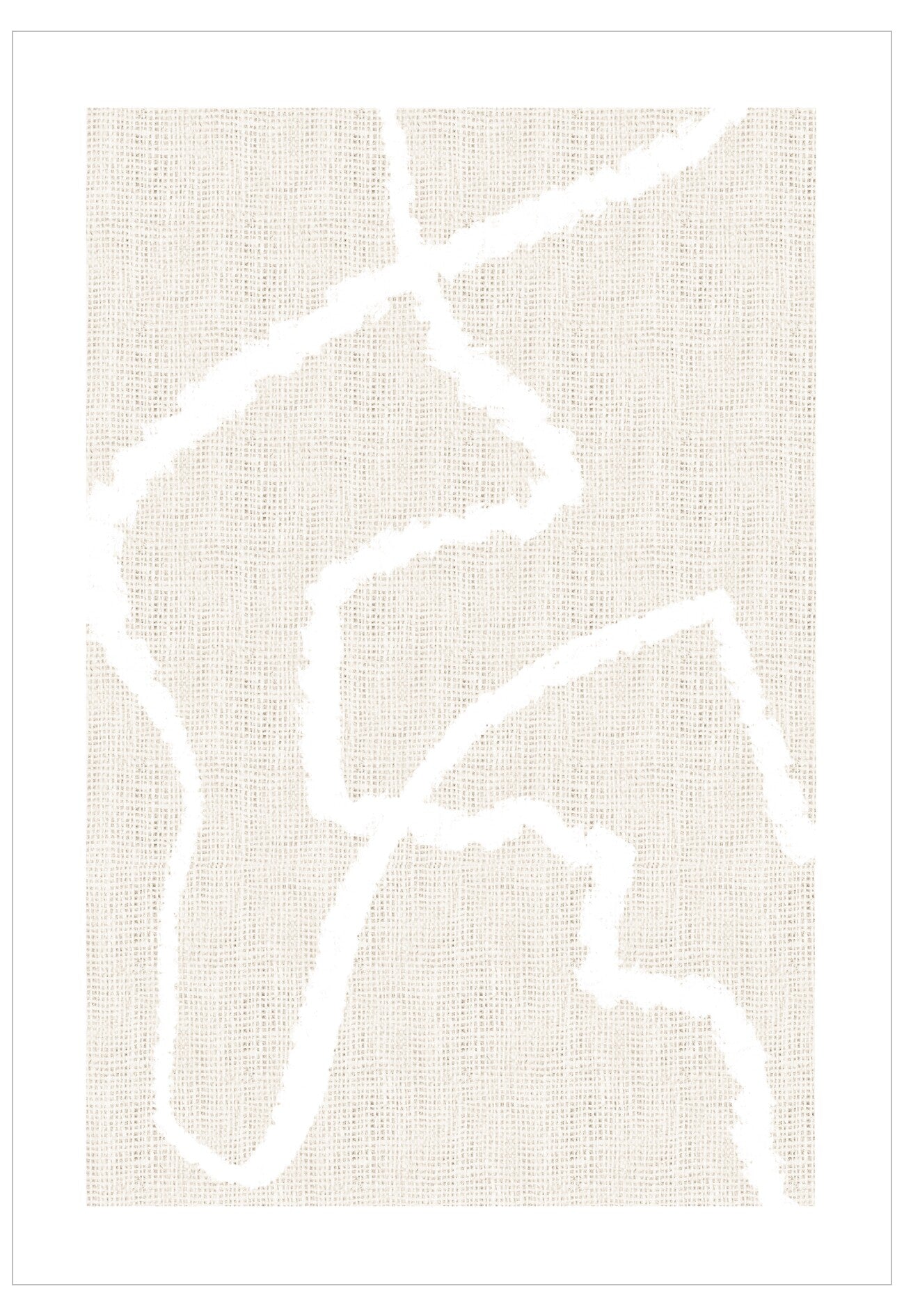 Abstract white line design on a beige textured background