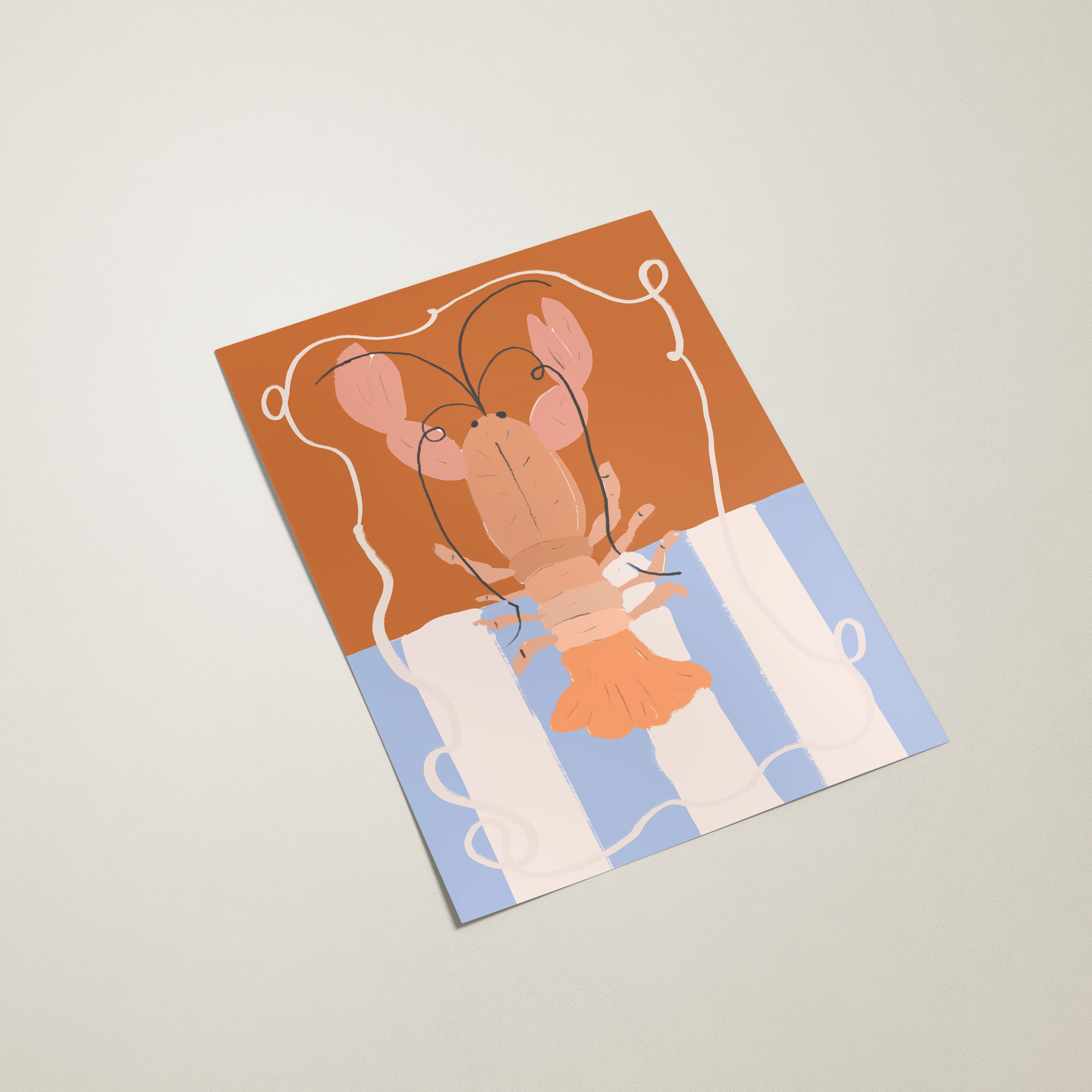 Notebook with a cover featuring an abstract design of a hand holding a heart on a beige background