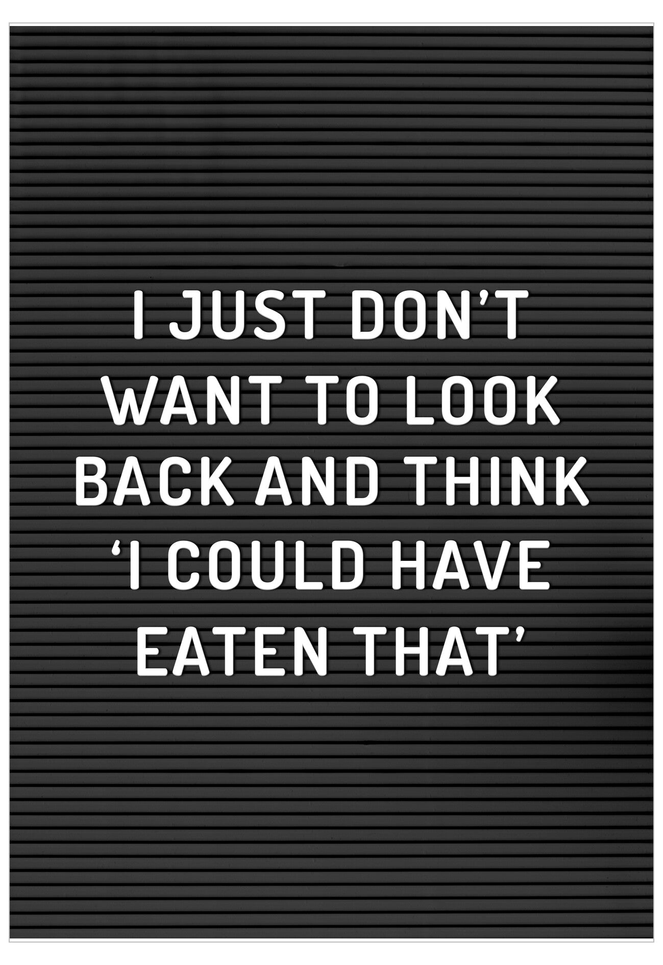 Black letter board with white text on a black background