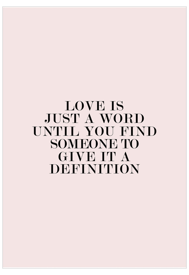 Text on a pink background with a quote about love.