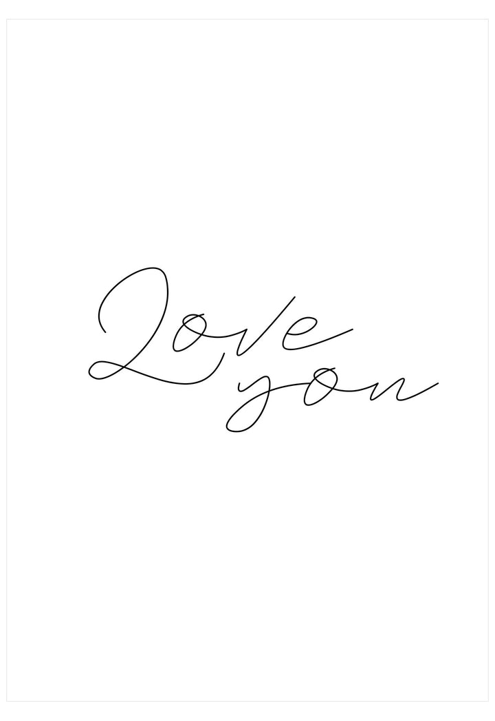 Text 'Love you' in a cursive font on a white background