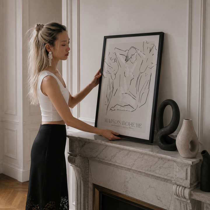 abstract illustrations on neutral background wall art 