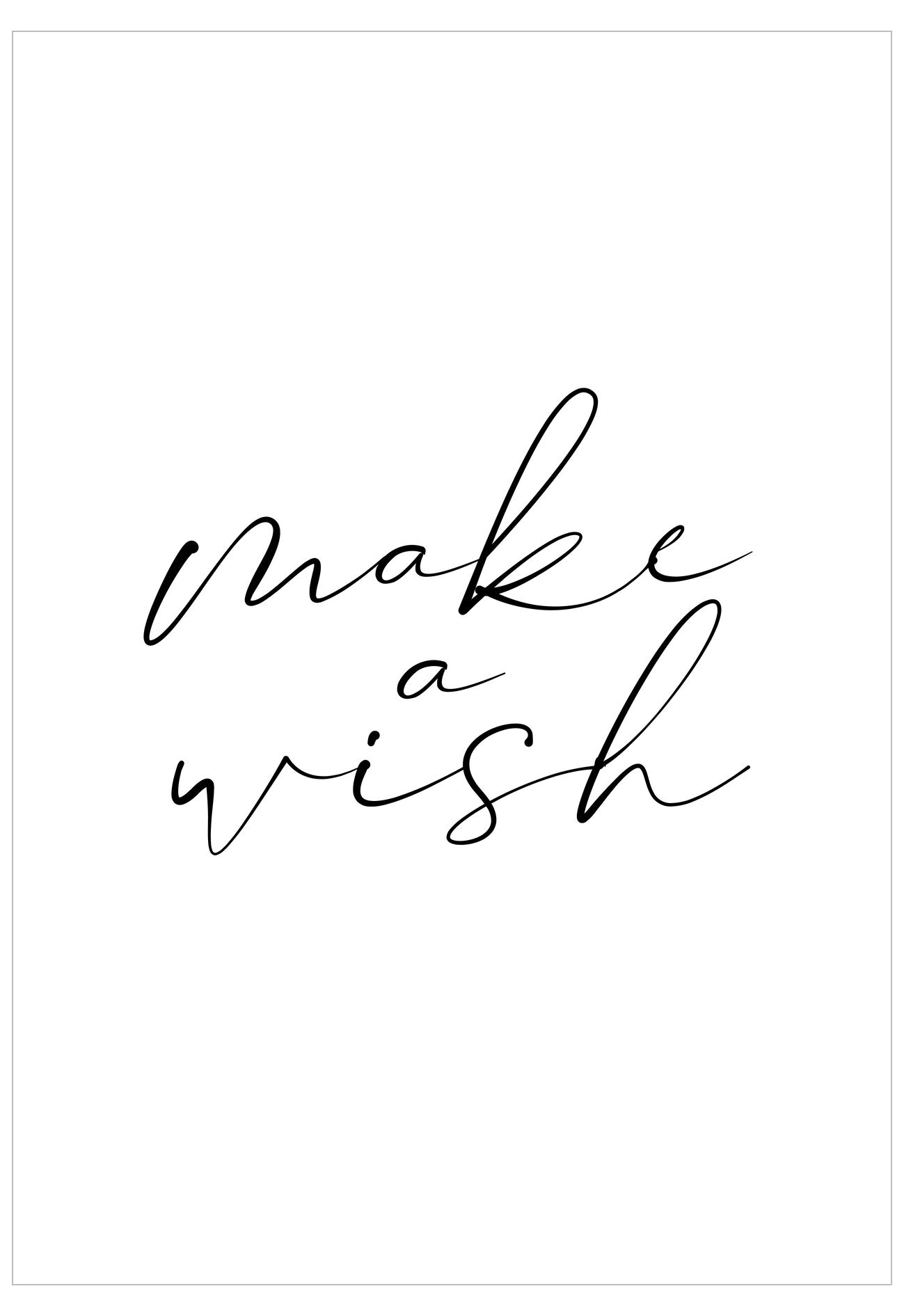Black text 'make a wish' on a white background