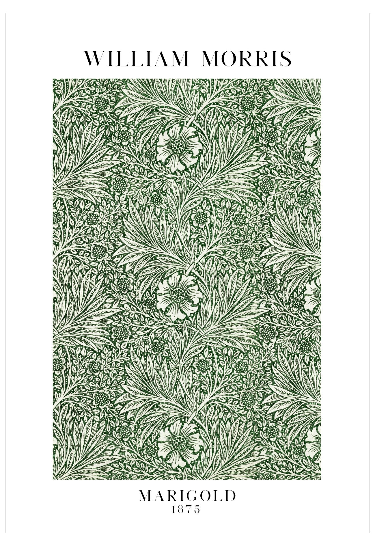 Floral pattern with 'William Morris' branding on a white background