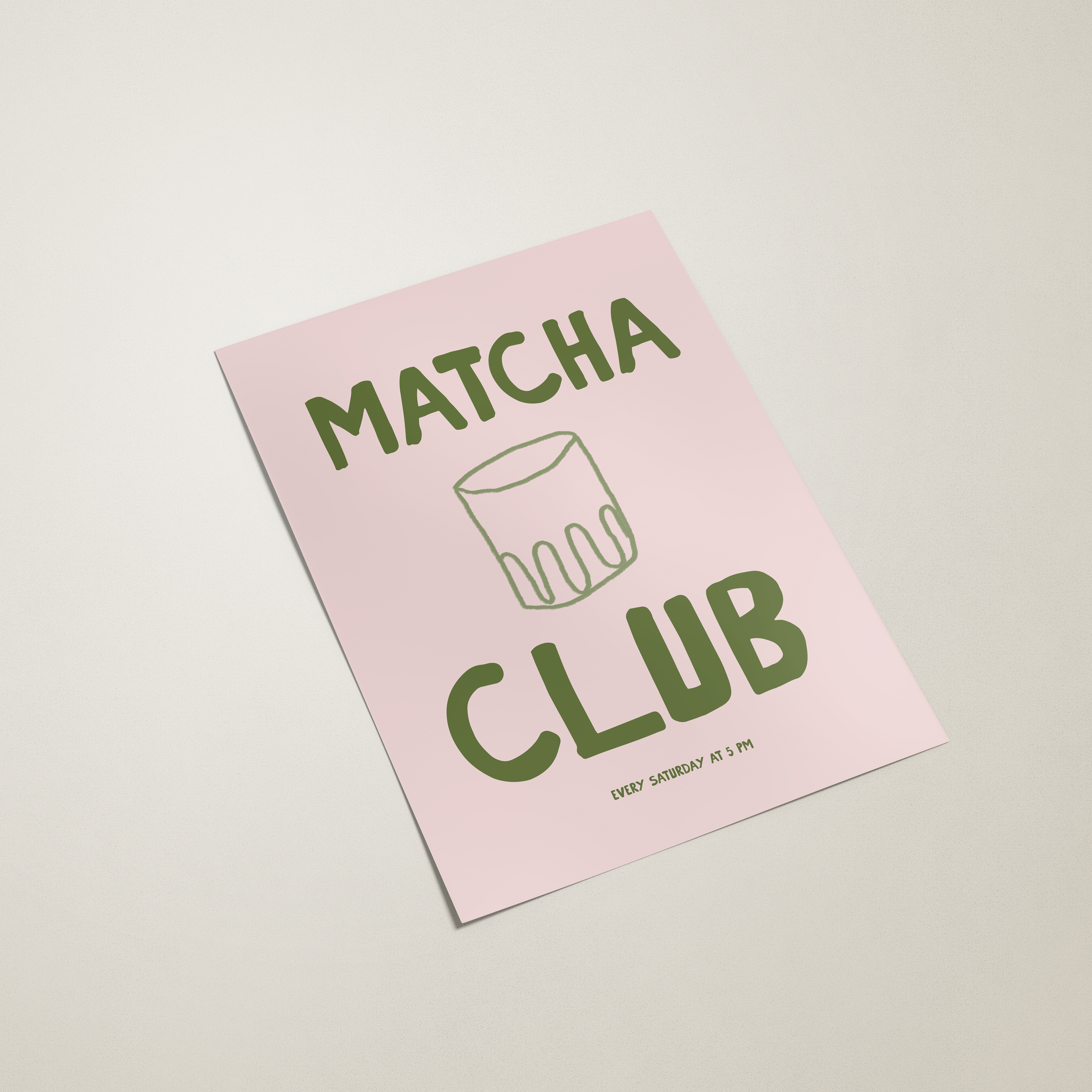 Matcha Club package on a light beige background