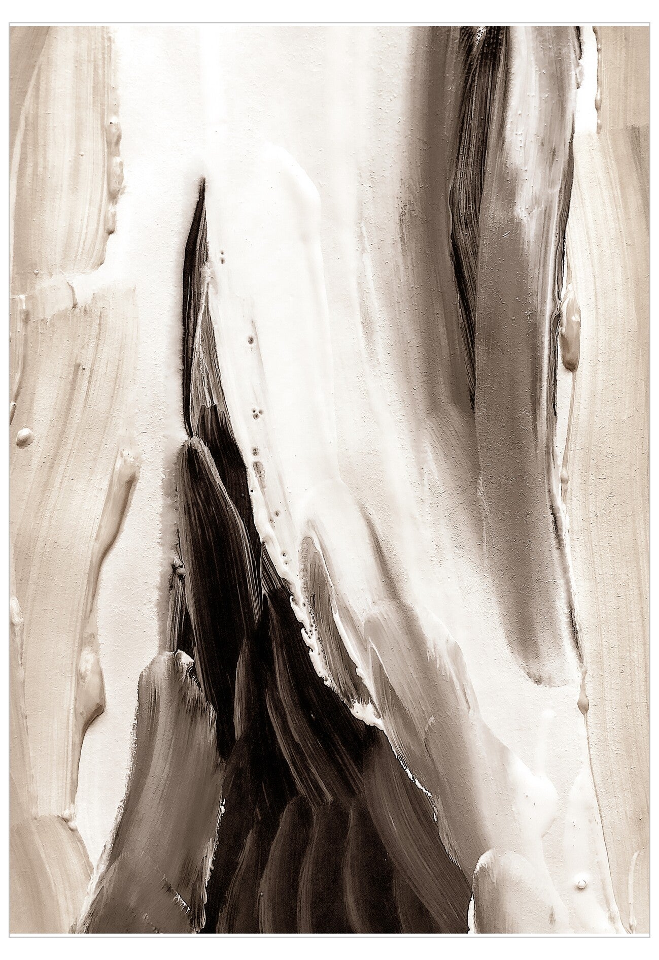 Abstract art in sepia tones with wavy lines and textures