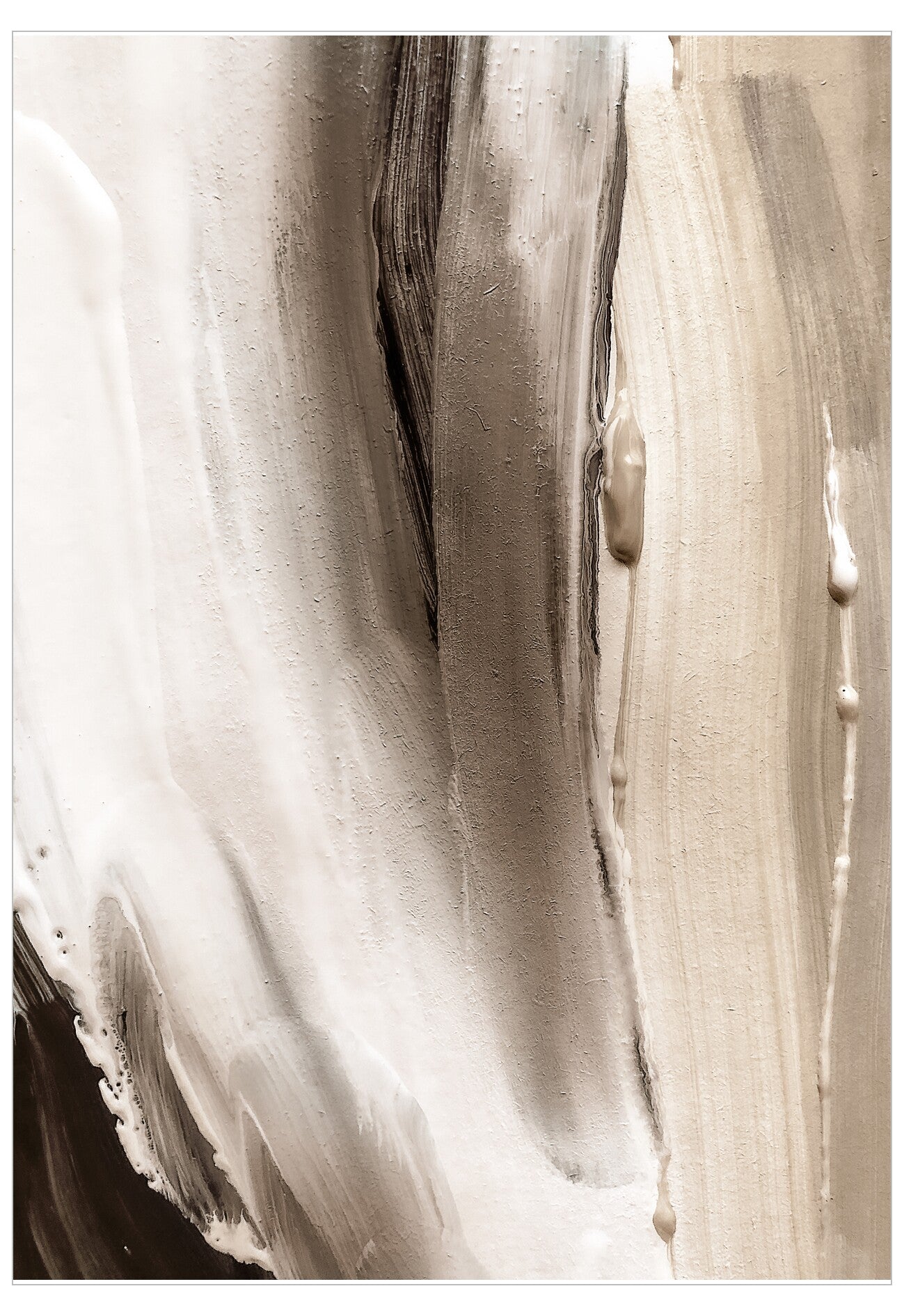 Abstract art with brush strokes in shades of brown and beige