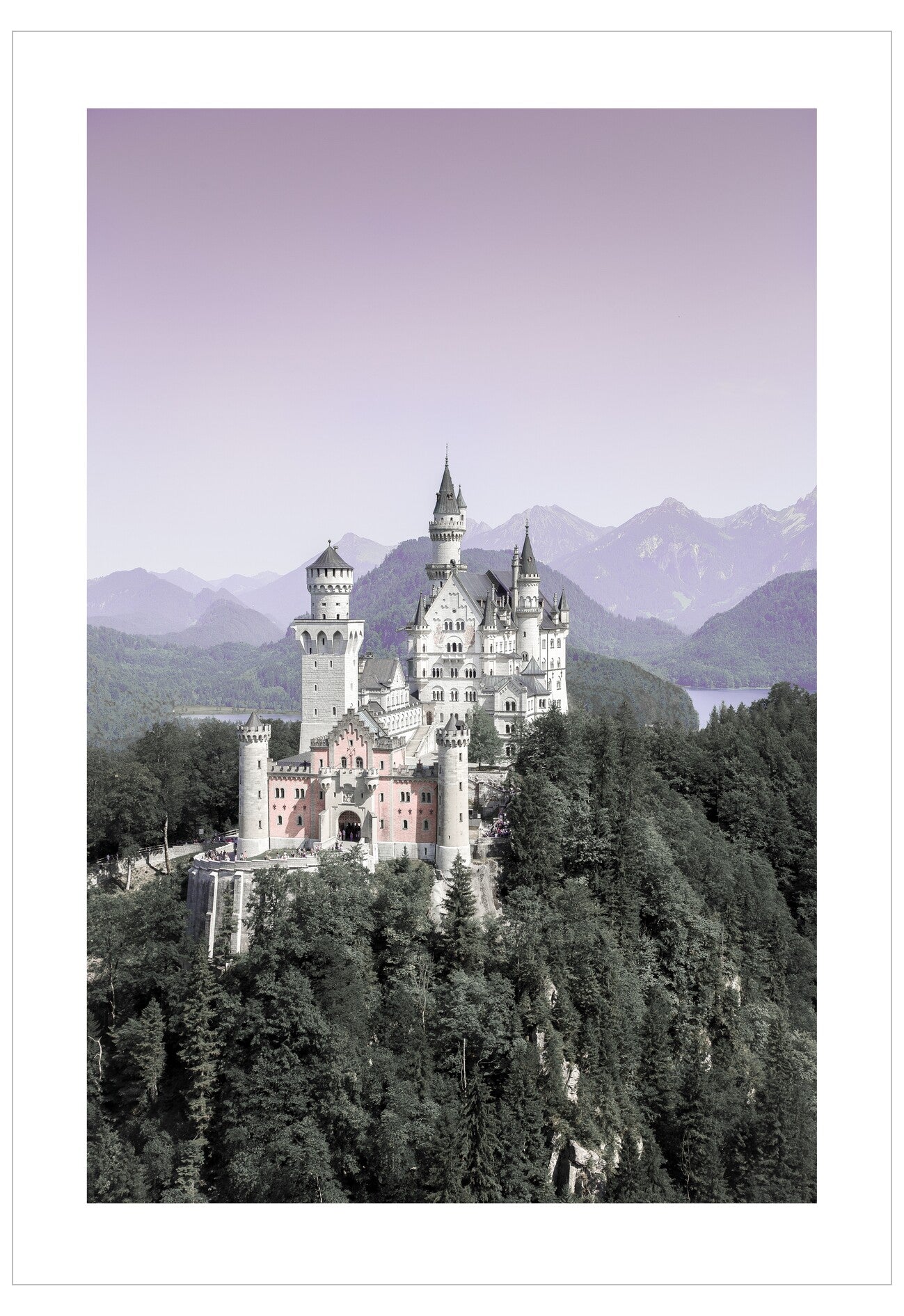 Fantasy castle with mountains in the background