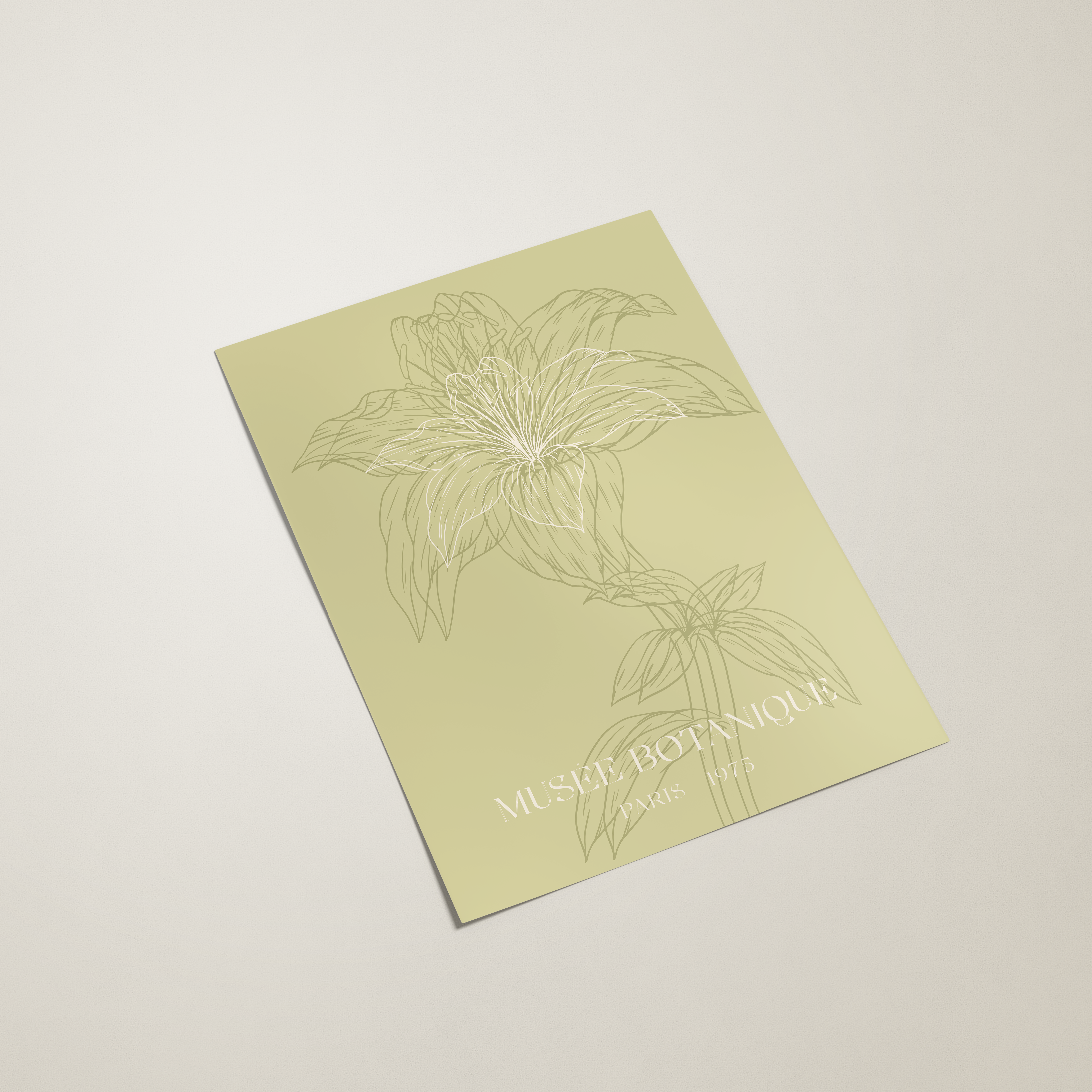 Light green notebook with embossed design on a beige background