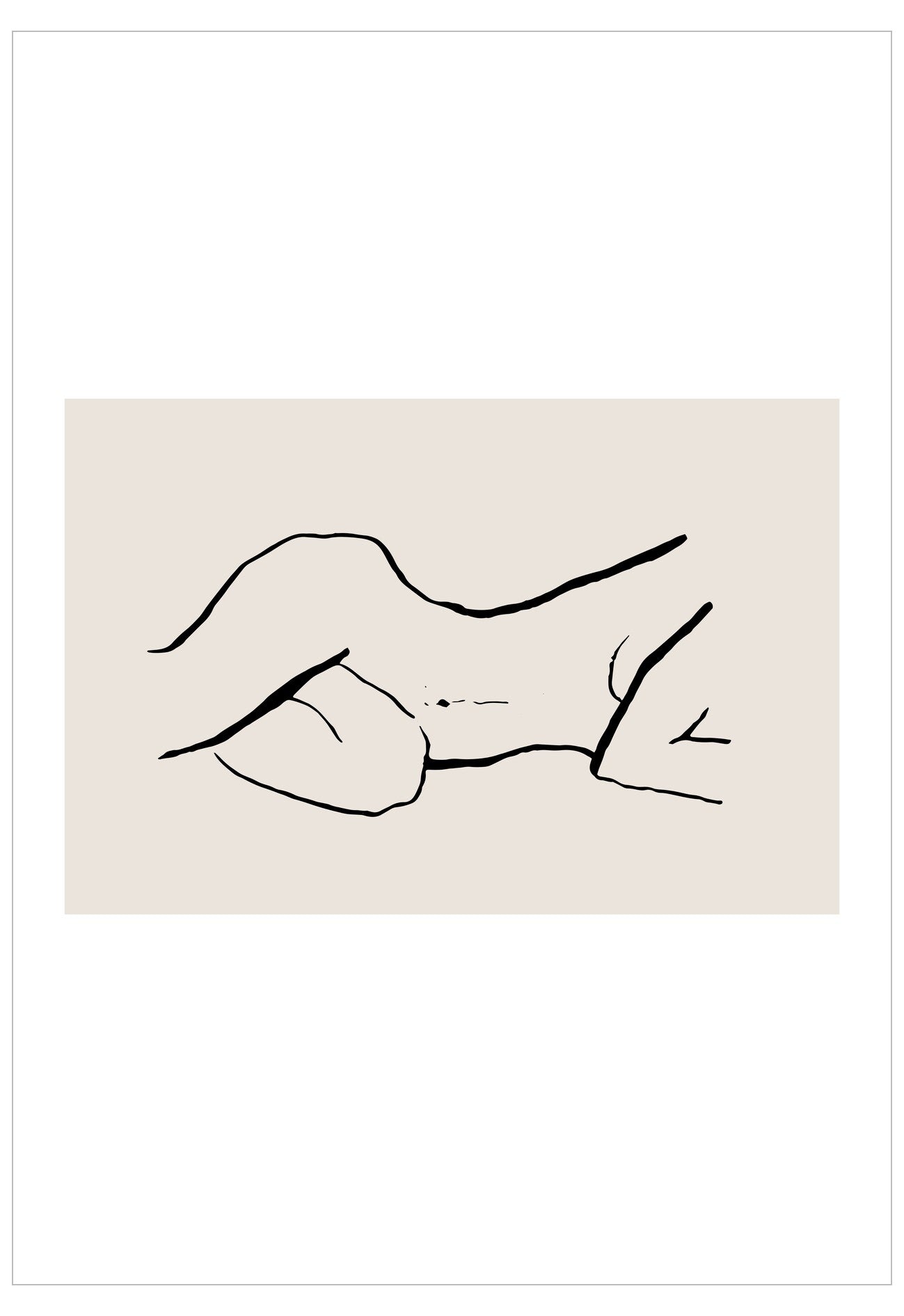 Minimalist line drawing of a hand holding a heart on a beige background