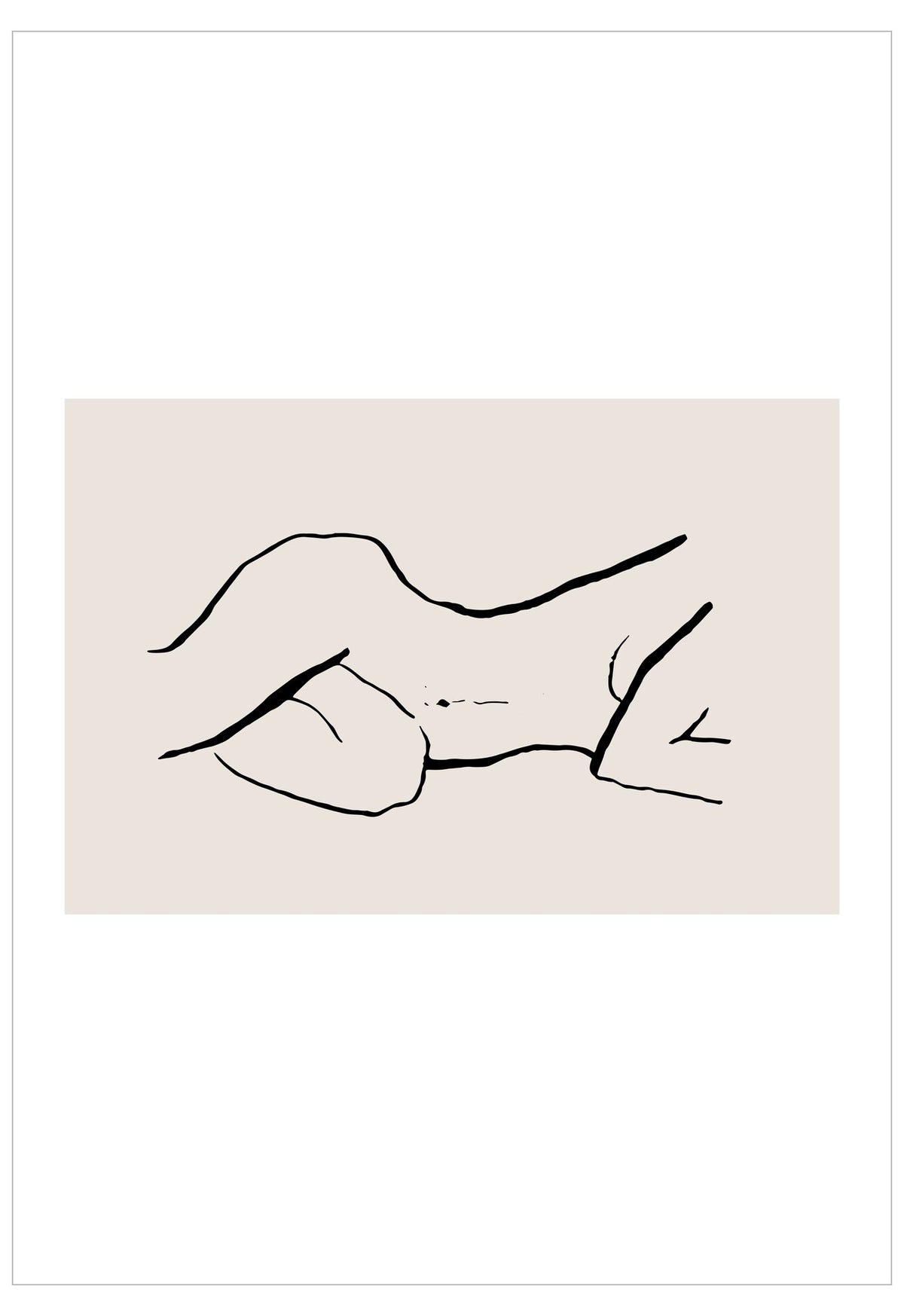 Minimalist line drawing of a hand holding a heart on a beige background