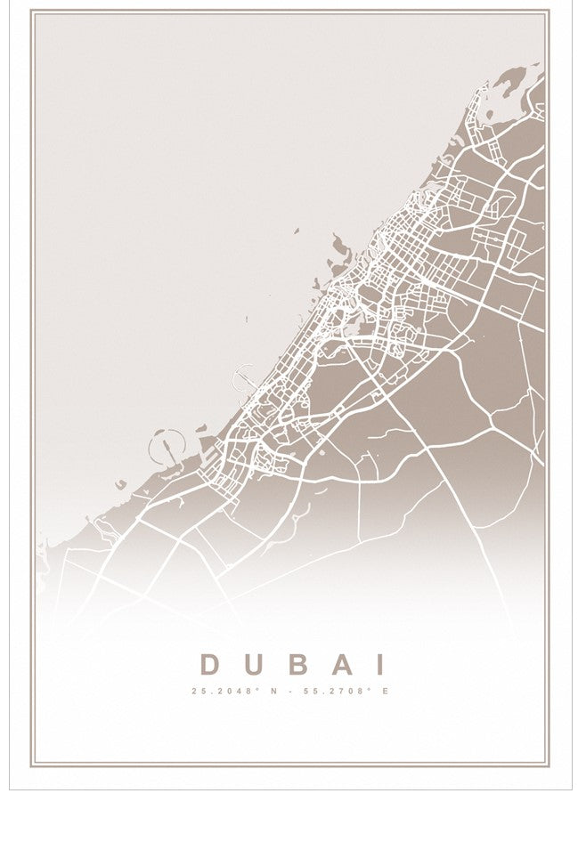Map of Dubai with a gradient background