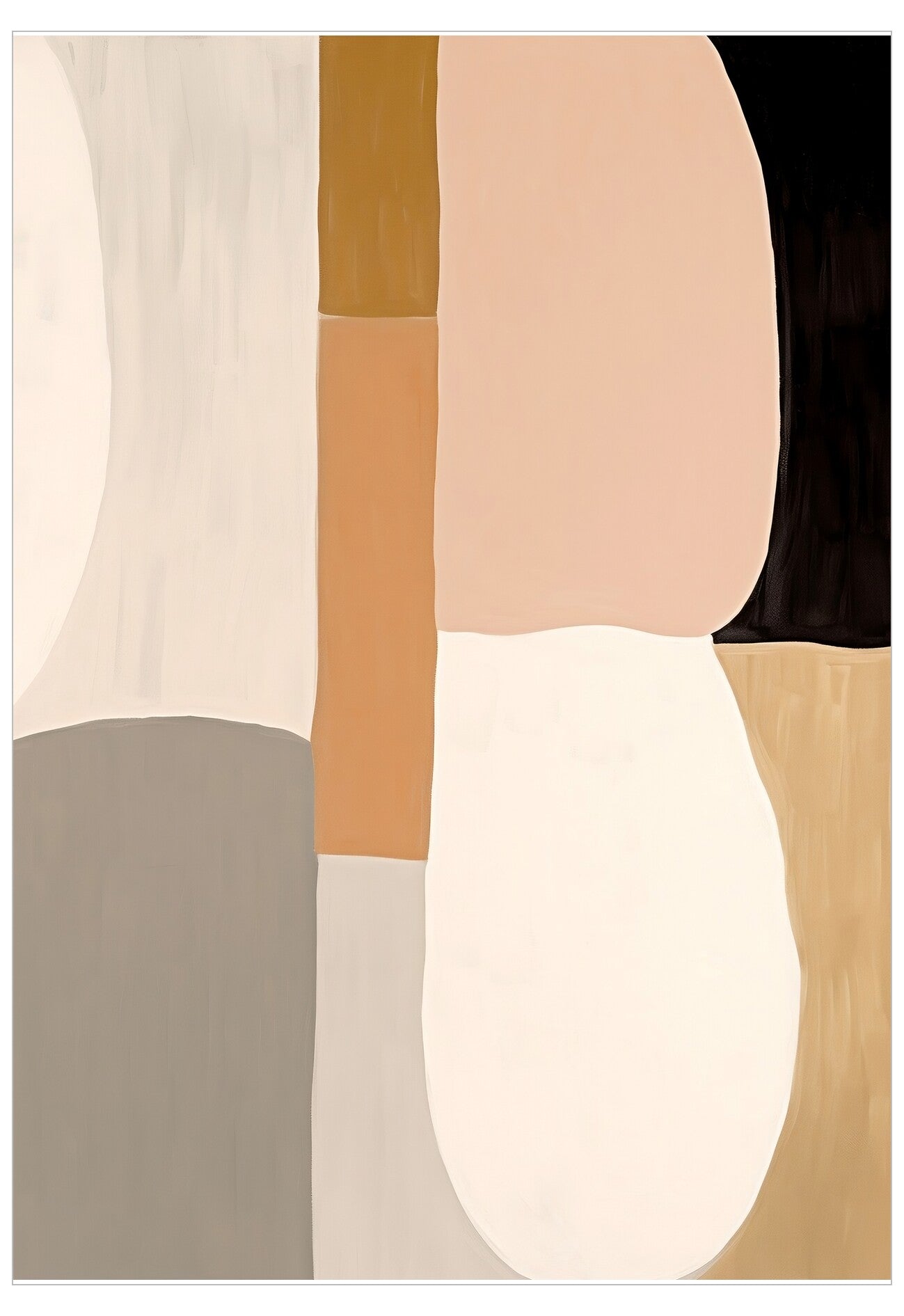 Abstract art with geometric shapes in various colors on a white background