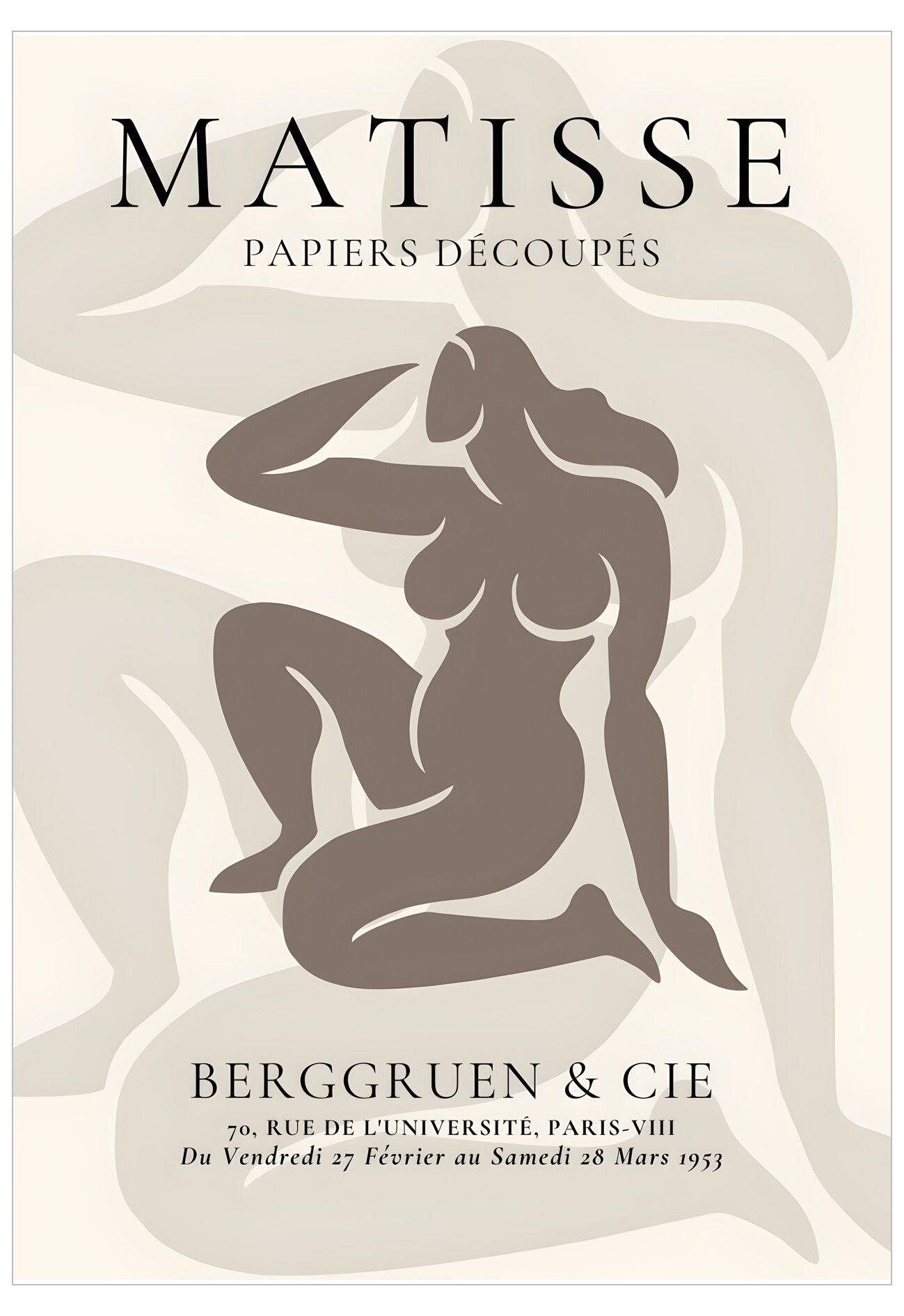 Poster of a stylized figure with 'Matisse' text and Berggruen & Cie branding.