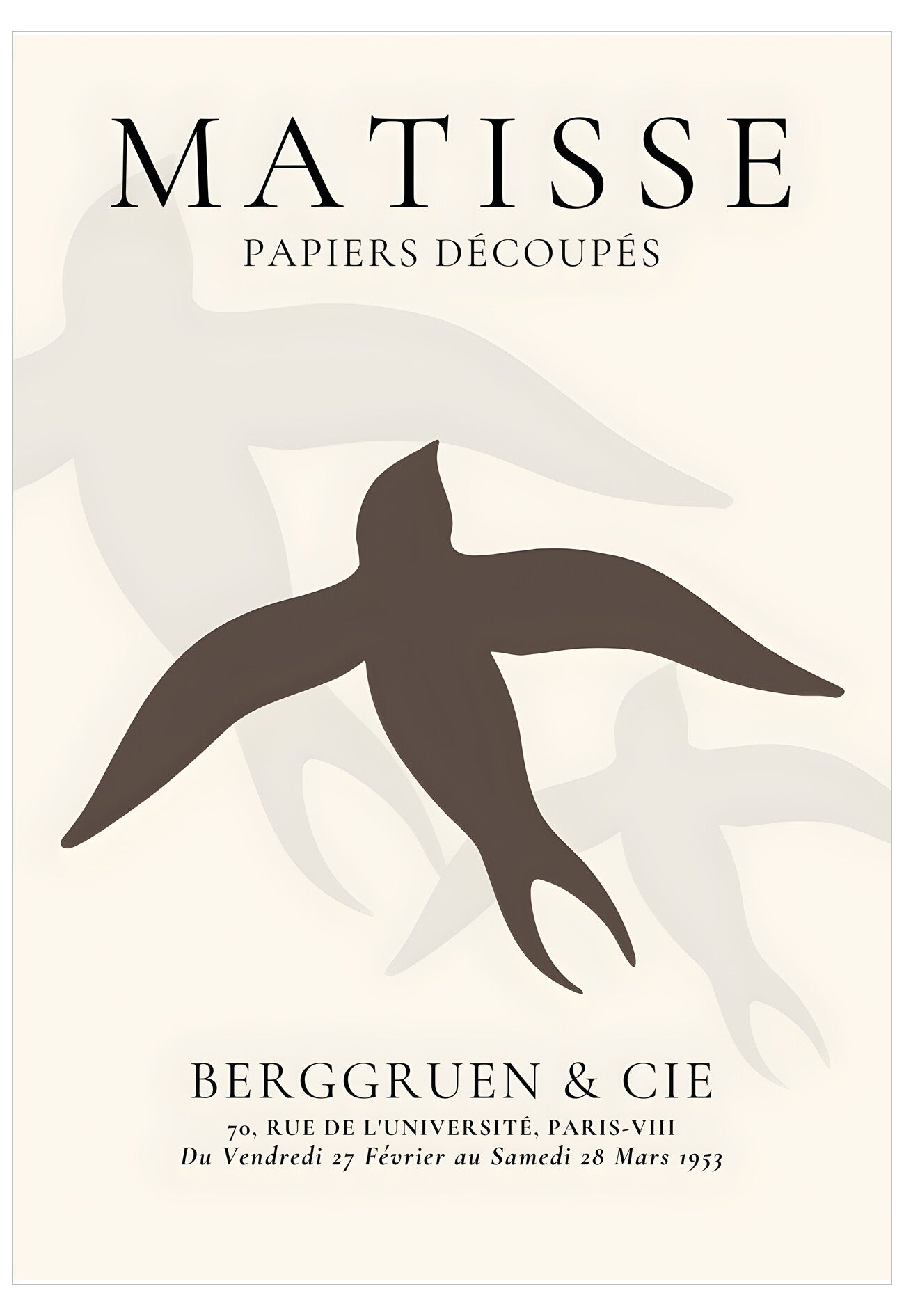 Poster with 'Matisse' text and abstract design on a light background