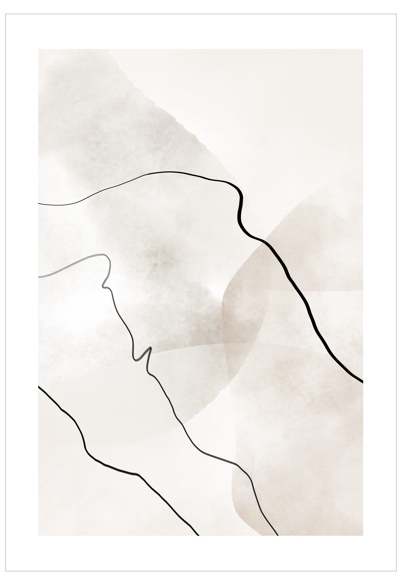 Abstract line art on a beige background